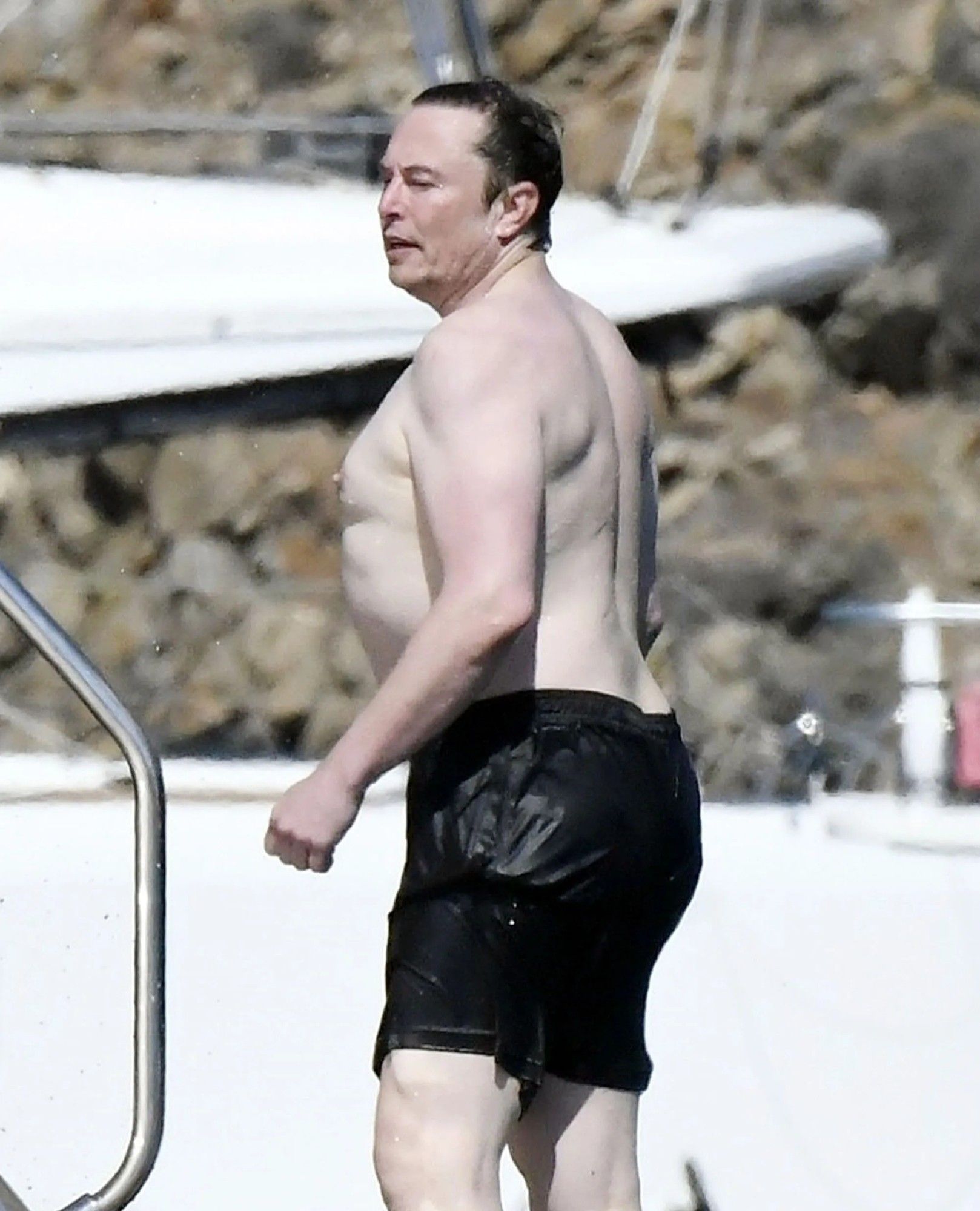 elon musk's enormous boobs and disgusting cave fish body