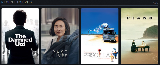 The Damned United, Past Lives, The Adventures of Priscilla Queen of the Desert, and The Piano 