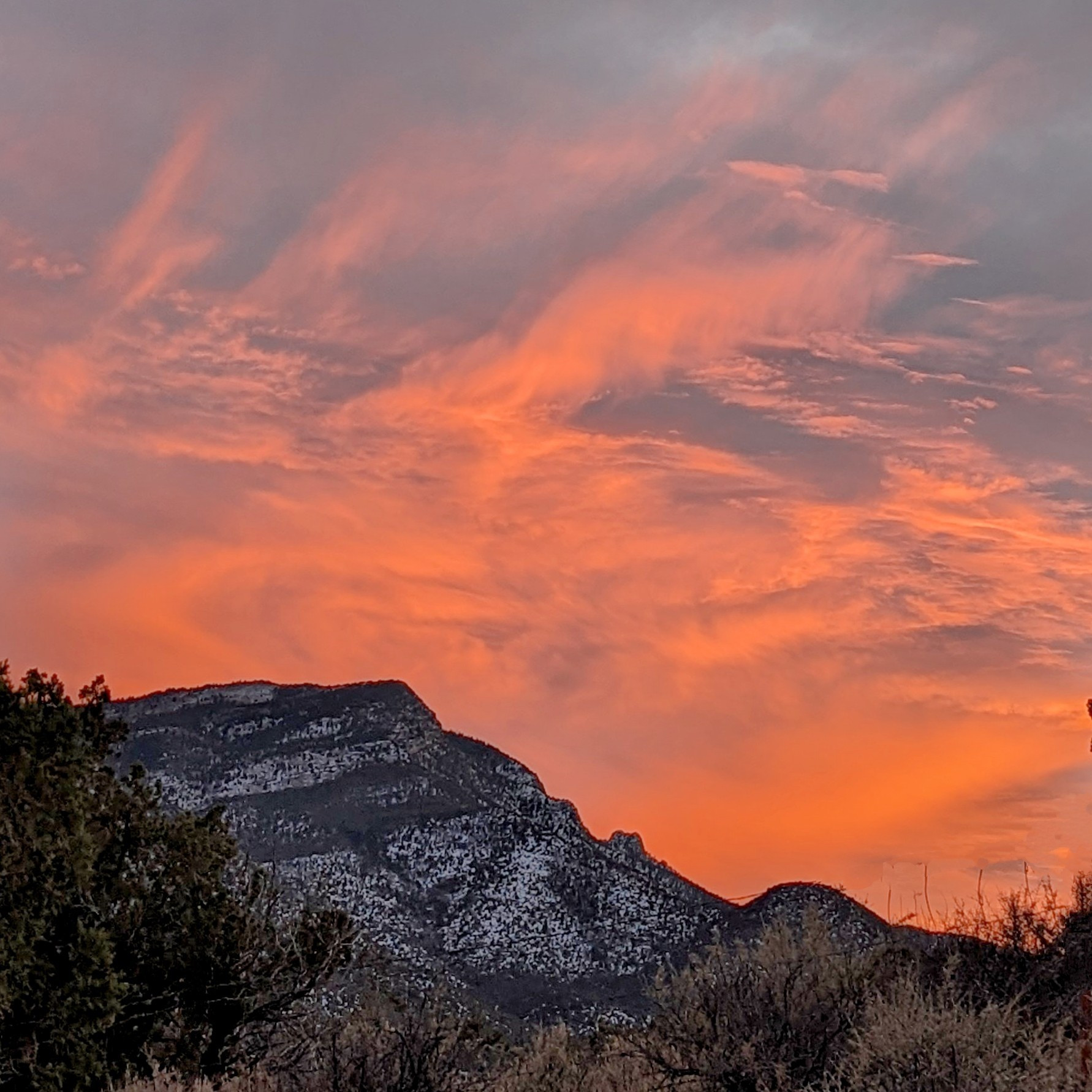 Sunset clouds over the Sandia mountains