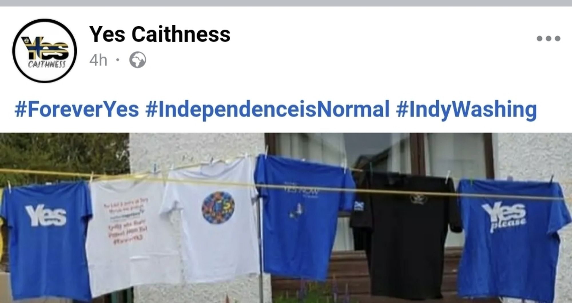 Scottish tee shirts on a line