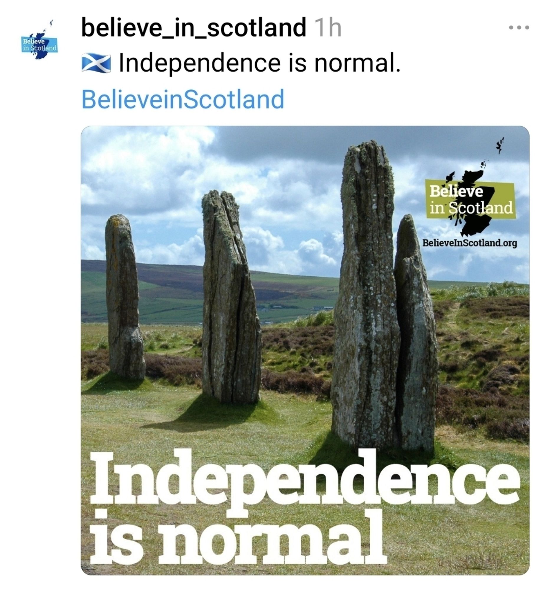 A Believe in Scotland banner saying #IndependenceIsNormal