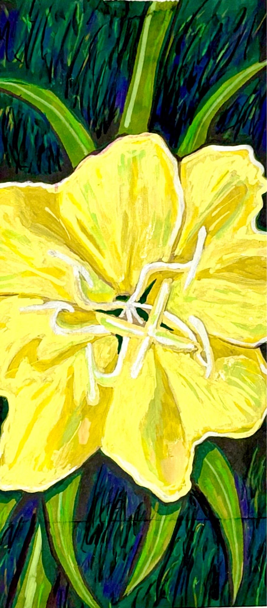 Illustration of a yellow primrose on a brown paper bag