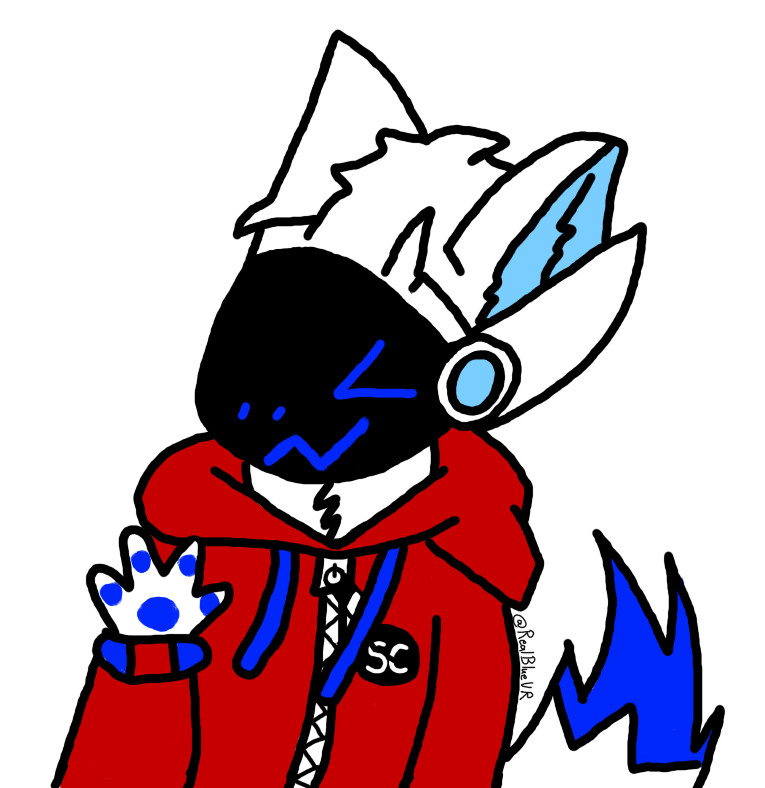 Blue The Protogen waving his hand to say hello!