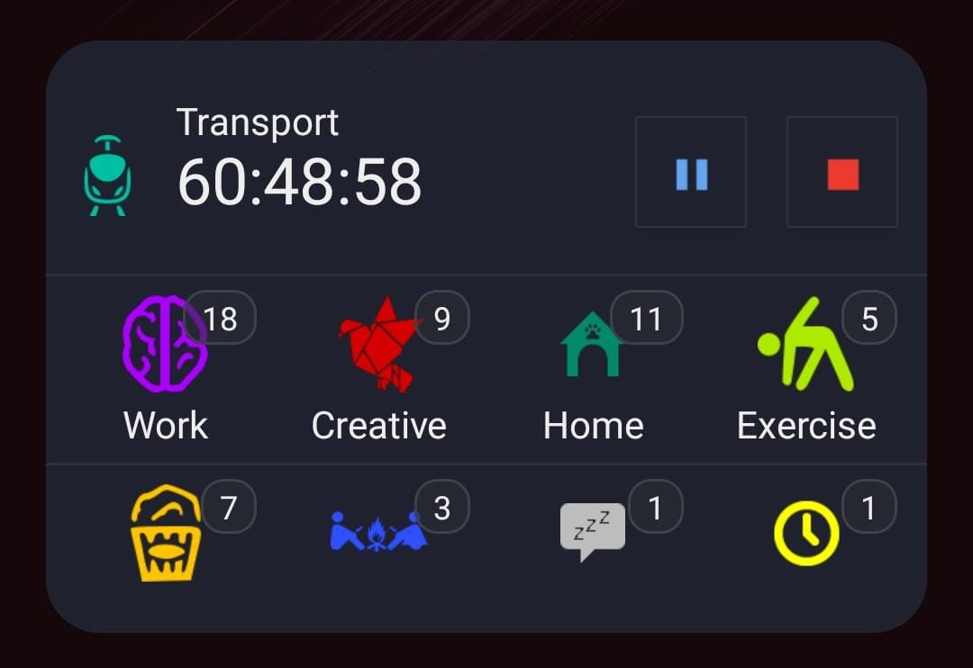 Time tracker reading "60 hours 48 minutes in transit"