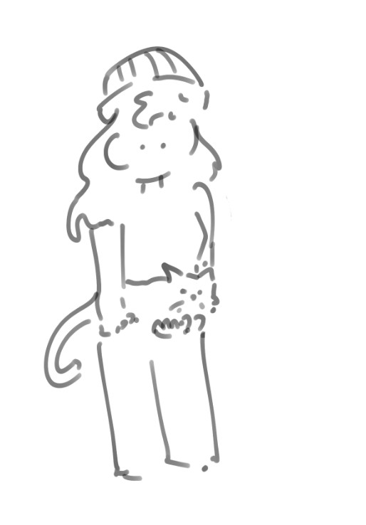 little simplified character holds a cat at the hip, with one hand under the back paws and another hand under the front paws, cat pointed forward.