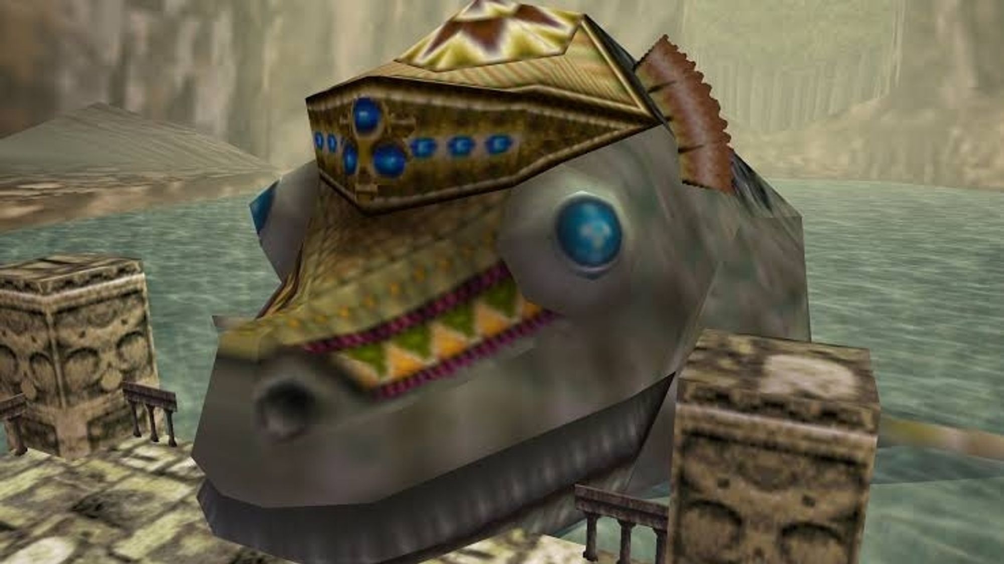 Imagem do personagem Lord Jabu-jabu do jogo The Legend of Zelda: Ocarina of Time.