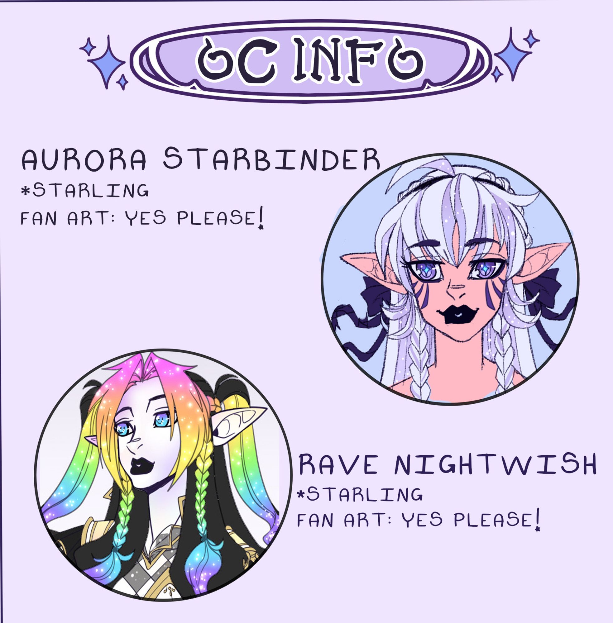 OC Info:
Aurora Starbinder: Starling
Fan Art? YES PLEASE!

Rave Nightwish
Starling
Fan Art? YES PLEASE!