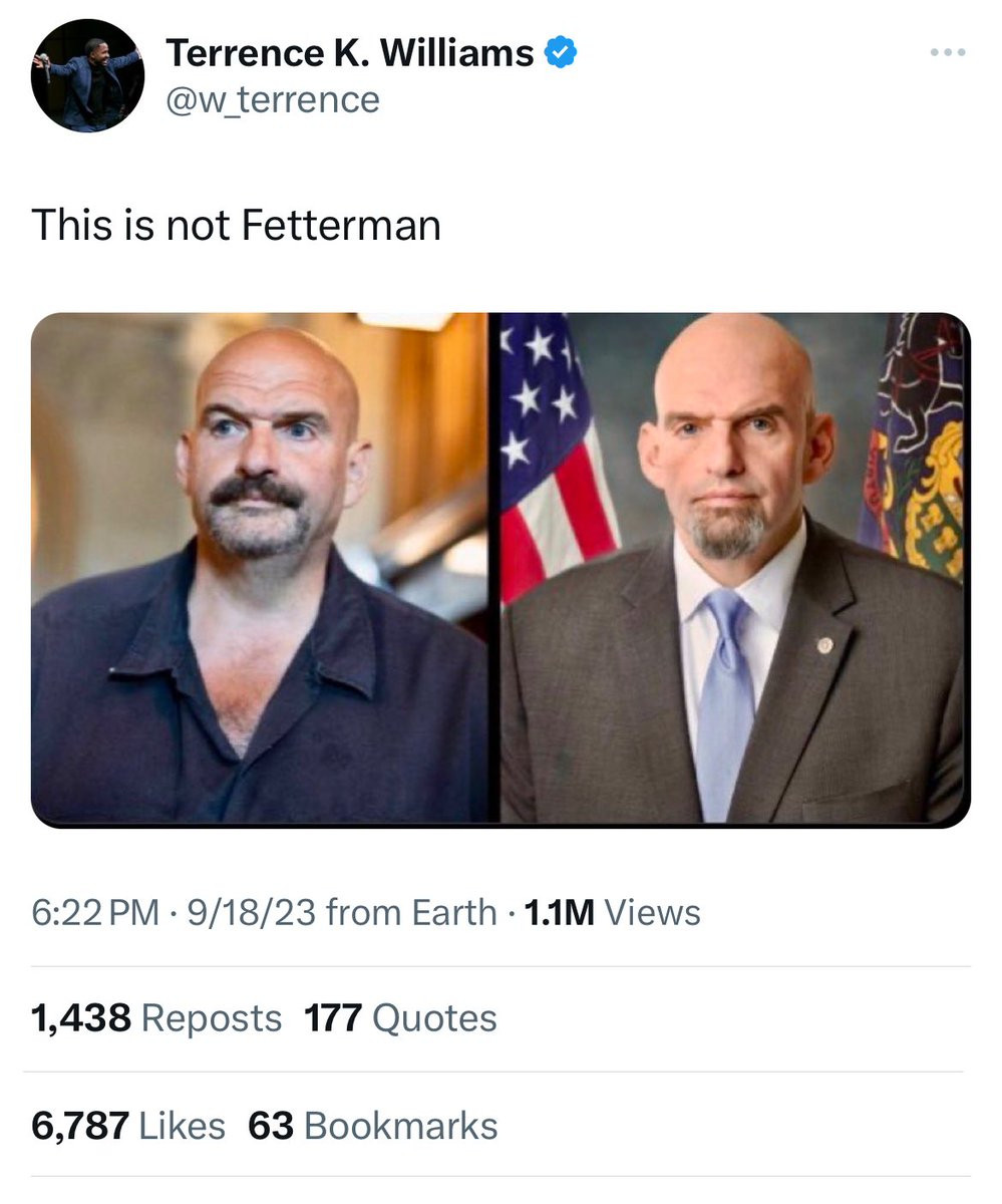 guy on twitter says "this is not fetterman" because he has changed his facial hair