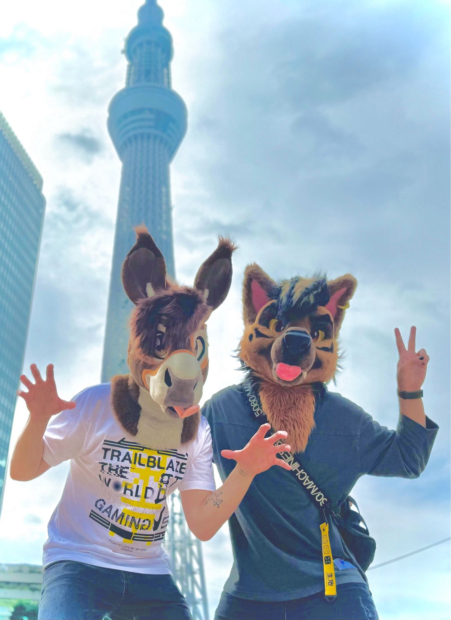 Azel and Doryuu in fursuit at Tokyo Skytree