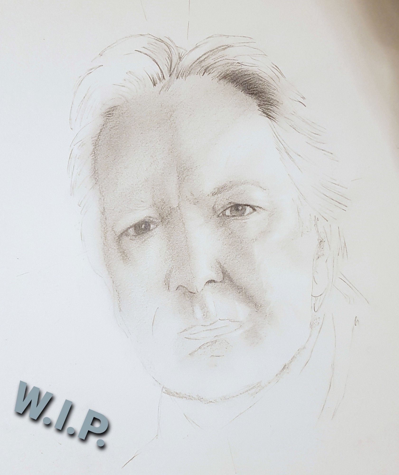 Bleistiftzeichnung. Angefangen, zeigt es Alan Rickman