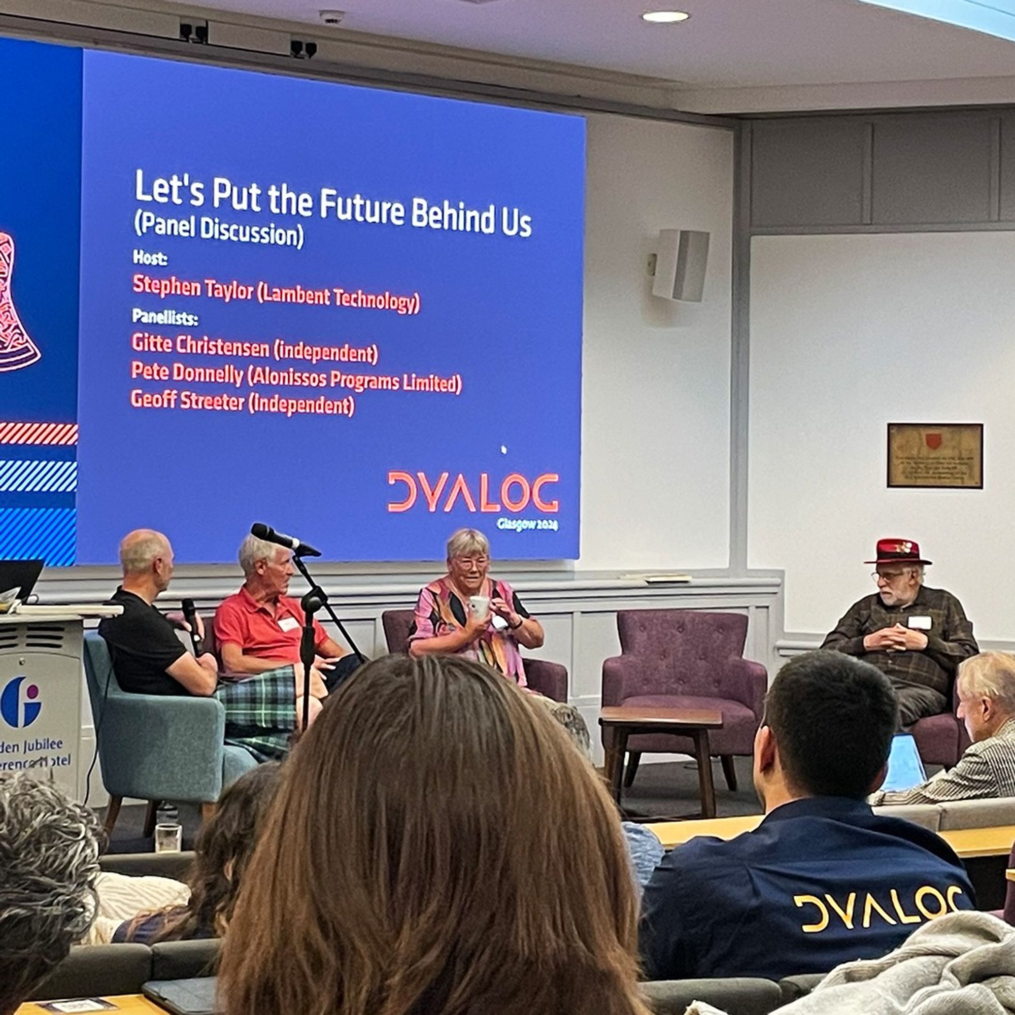 Stephen Taylor hosts a panel discussion at Dyalog '24