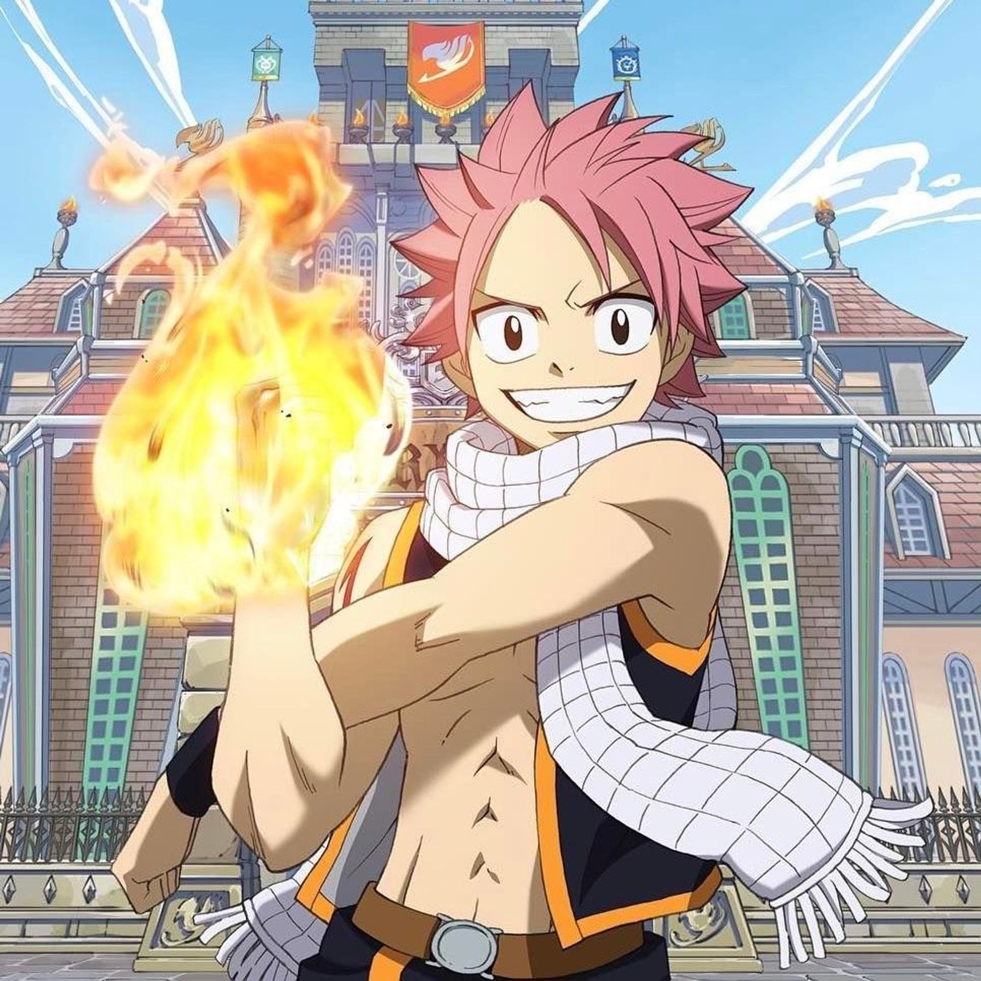 Natsu Dragneel from the anime Fairy Tail, his fist covered in a fireball