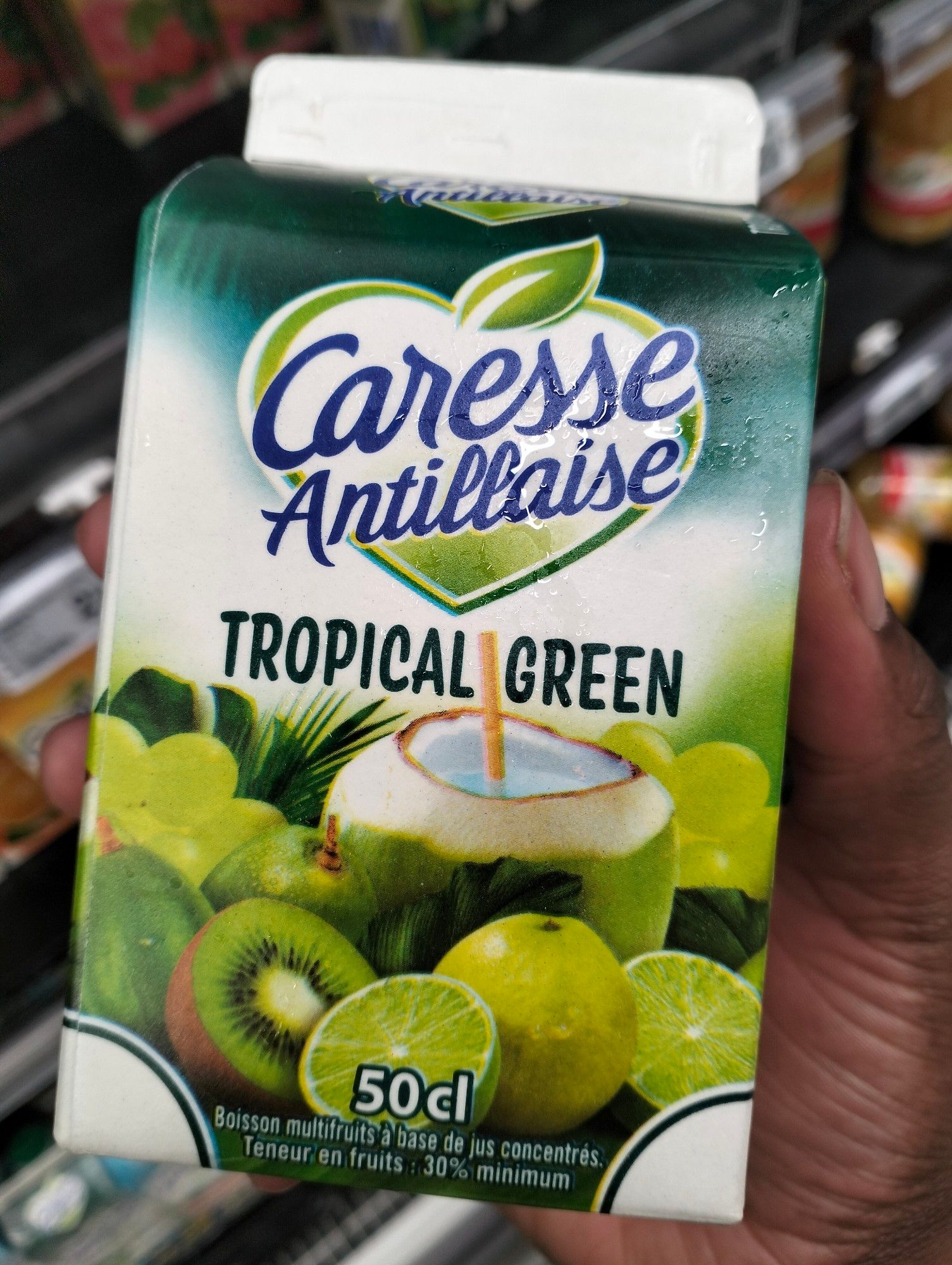 Briquette de jus de fruit martiniquais Caresse Antillaise saveur "Tropical Green"