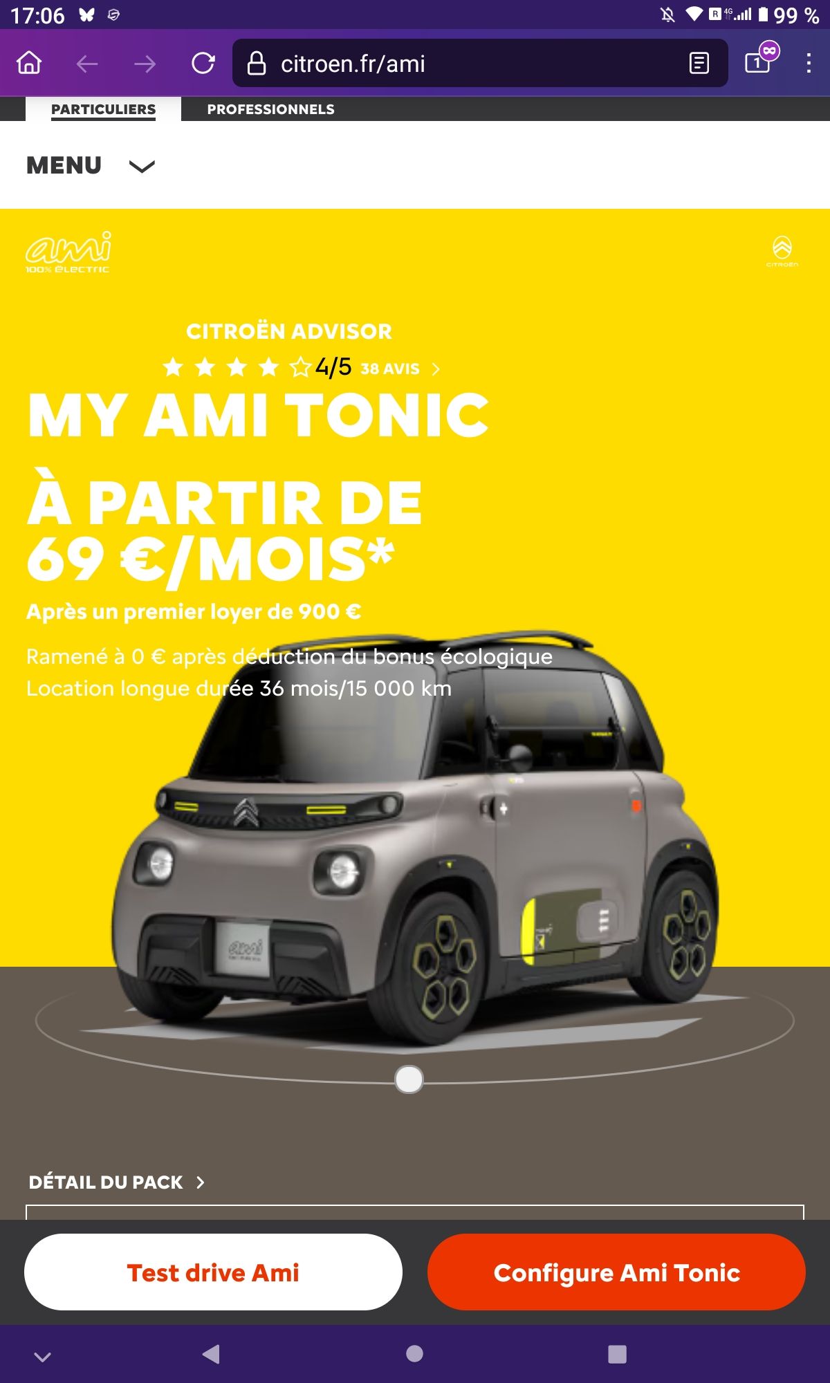 Inhalt der Website https://www.citroen.fr/ami