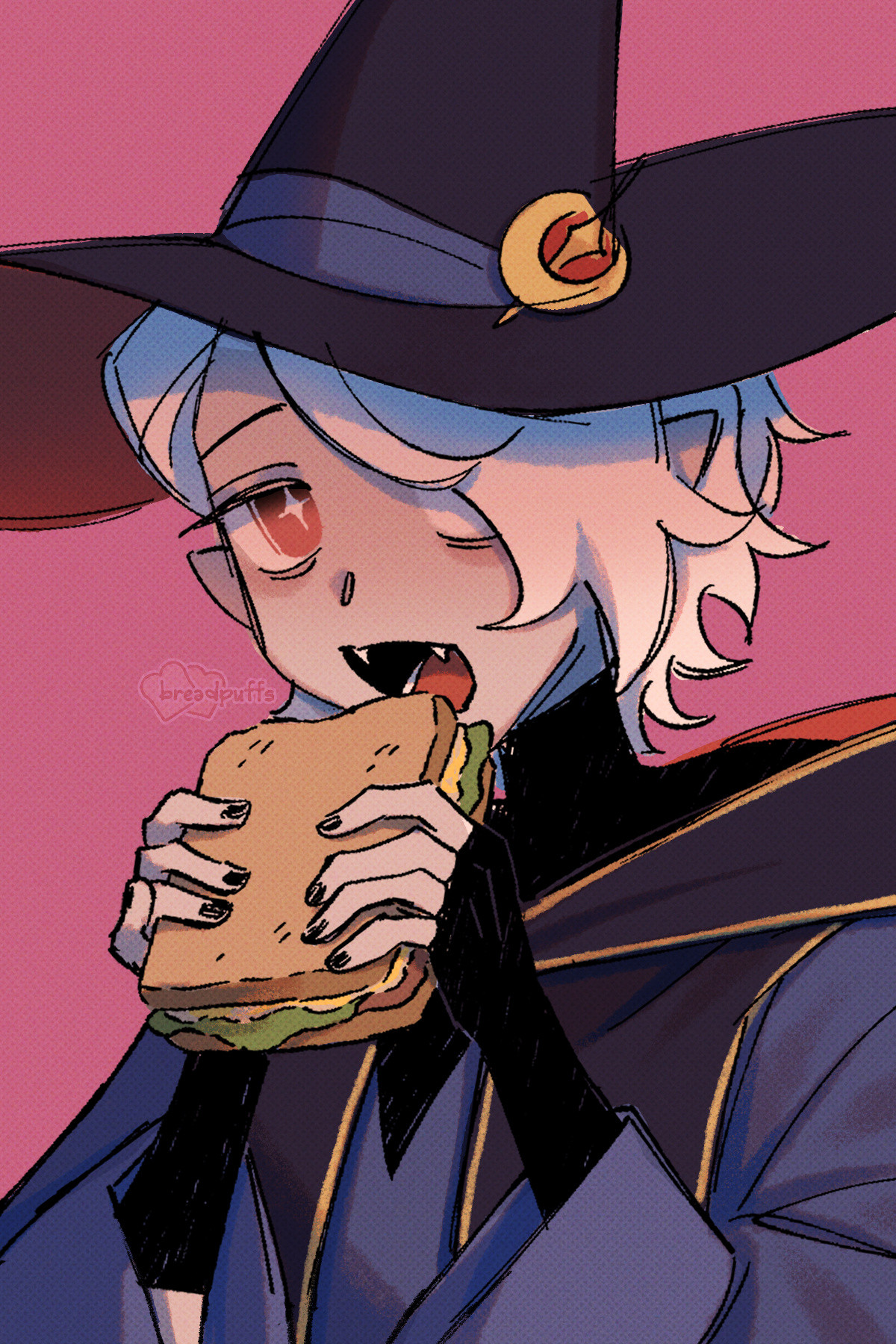 Digital art of my OC Andromeda eating a sandwich.