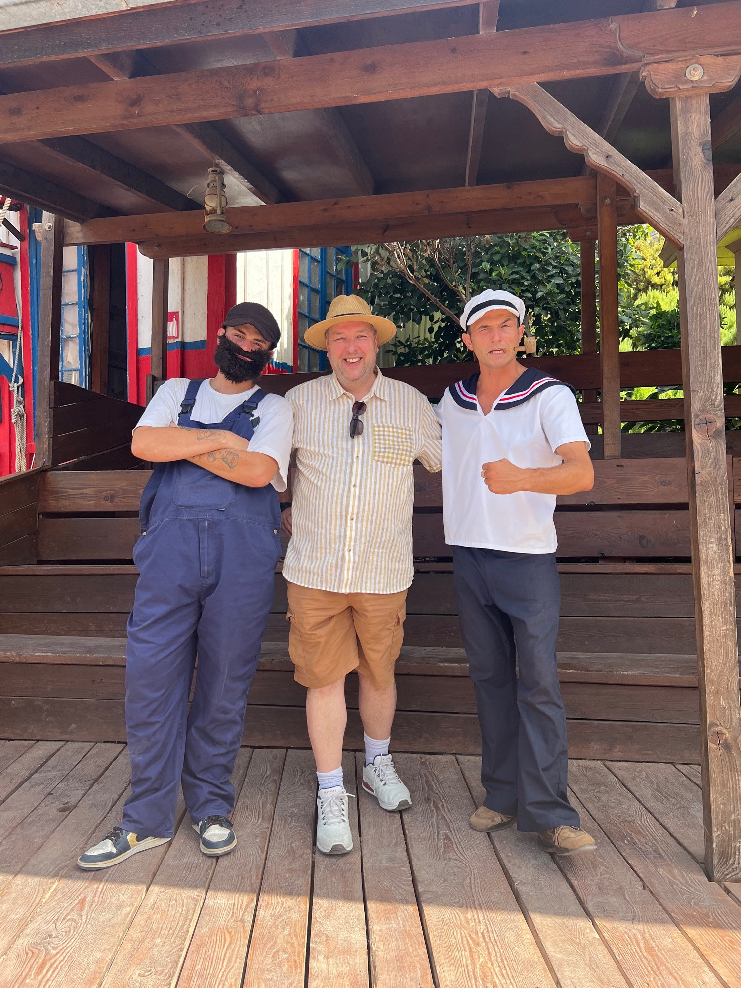 Me at Popeye village Malta with Popeye and Bluto