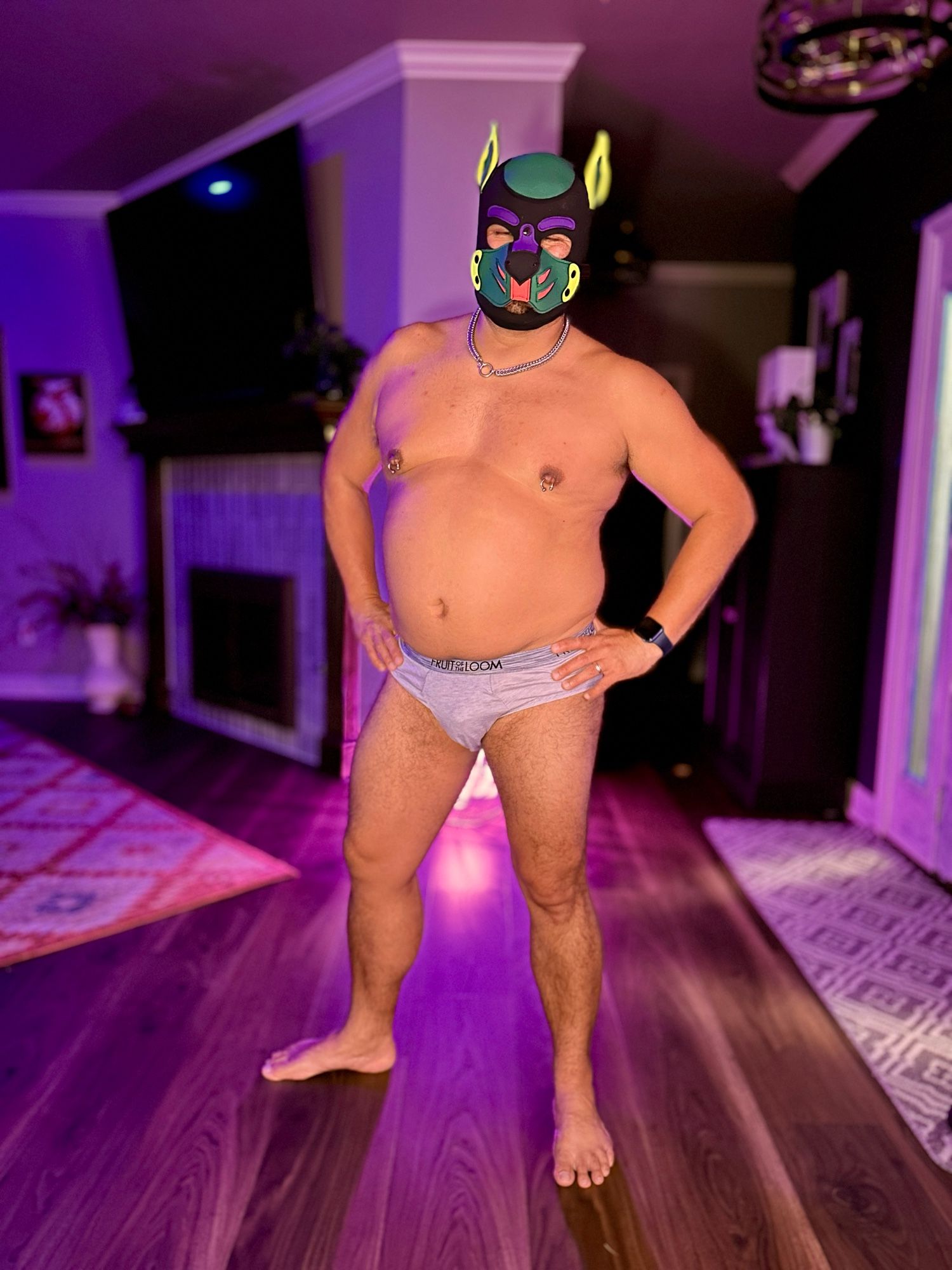 Pup Fornido in a pair of briefs.