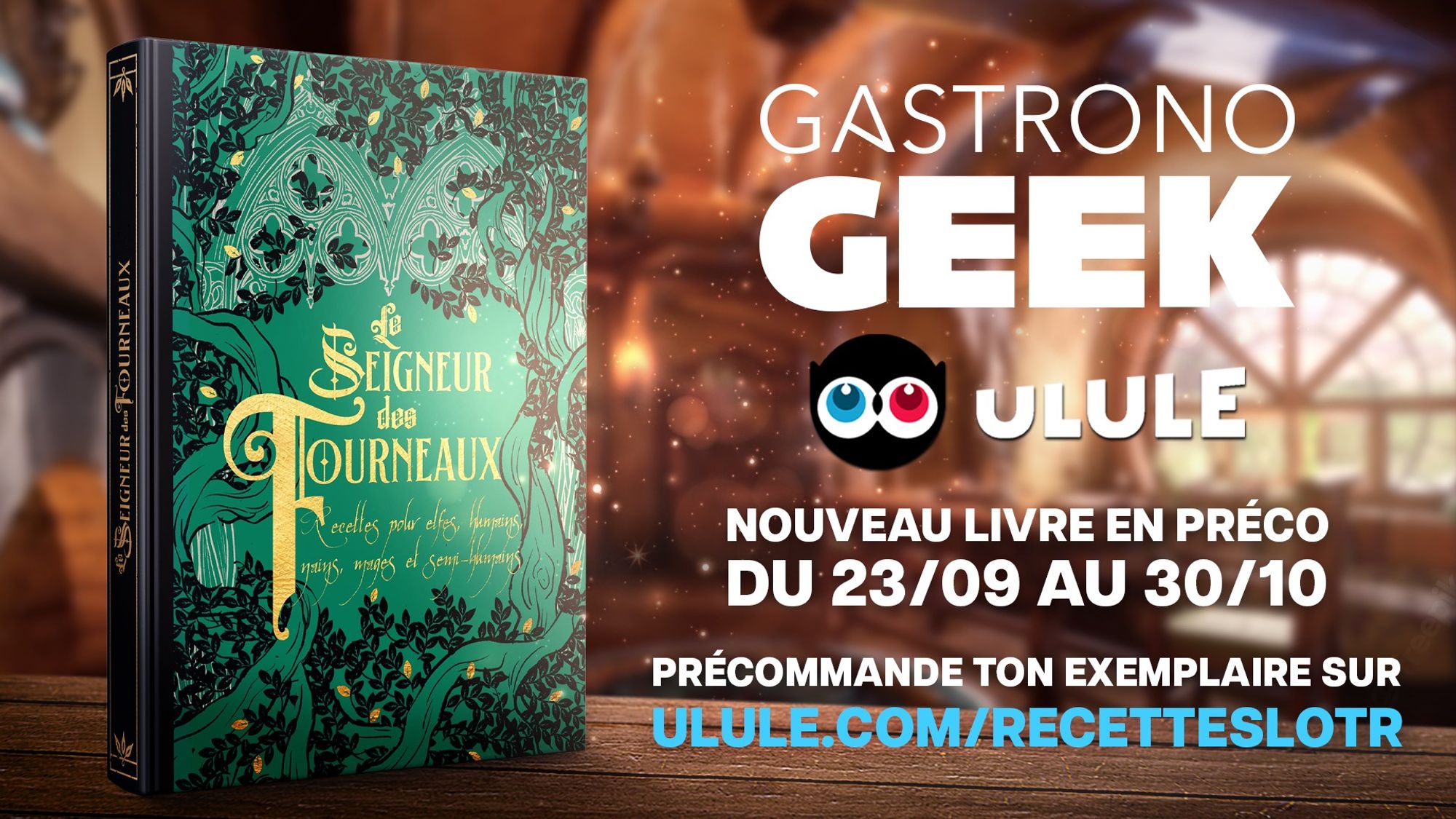 Annonce de la campagne Ulule de Gastronogeek pour son nouveau livre le Seigneur des Fourneaux, en cours jusqu'au 30 octobre.