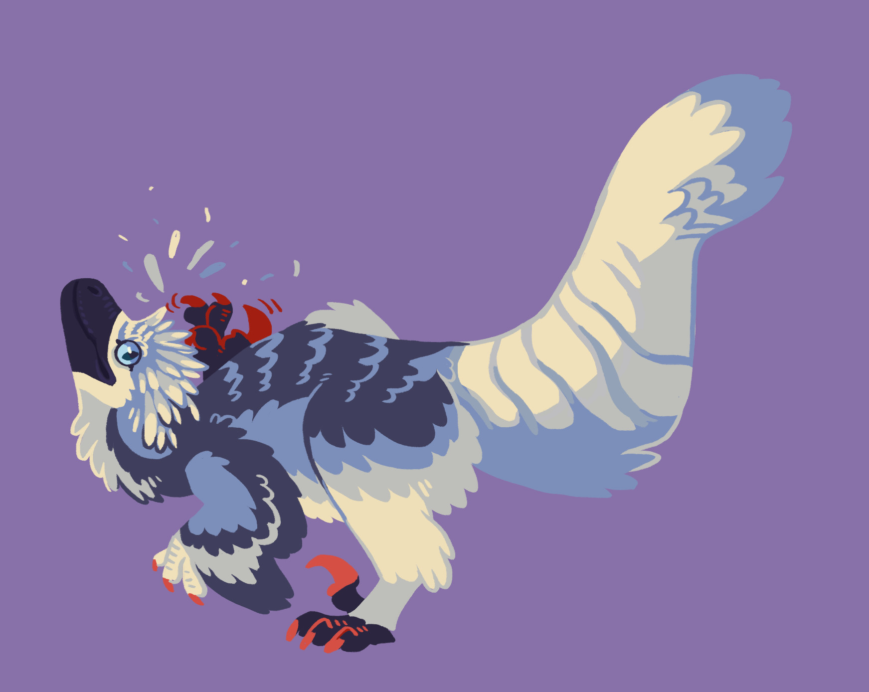 Silly blue feathered raptor