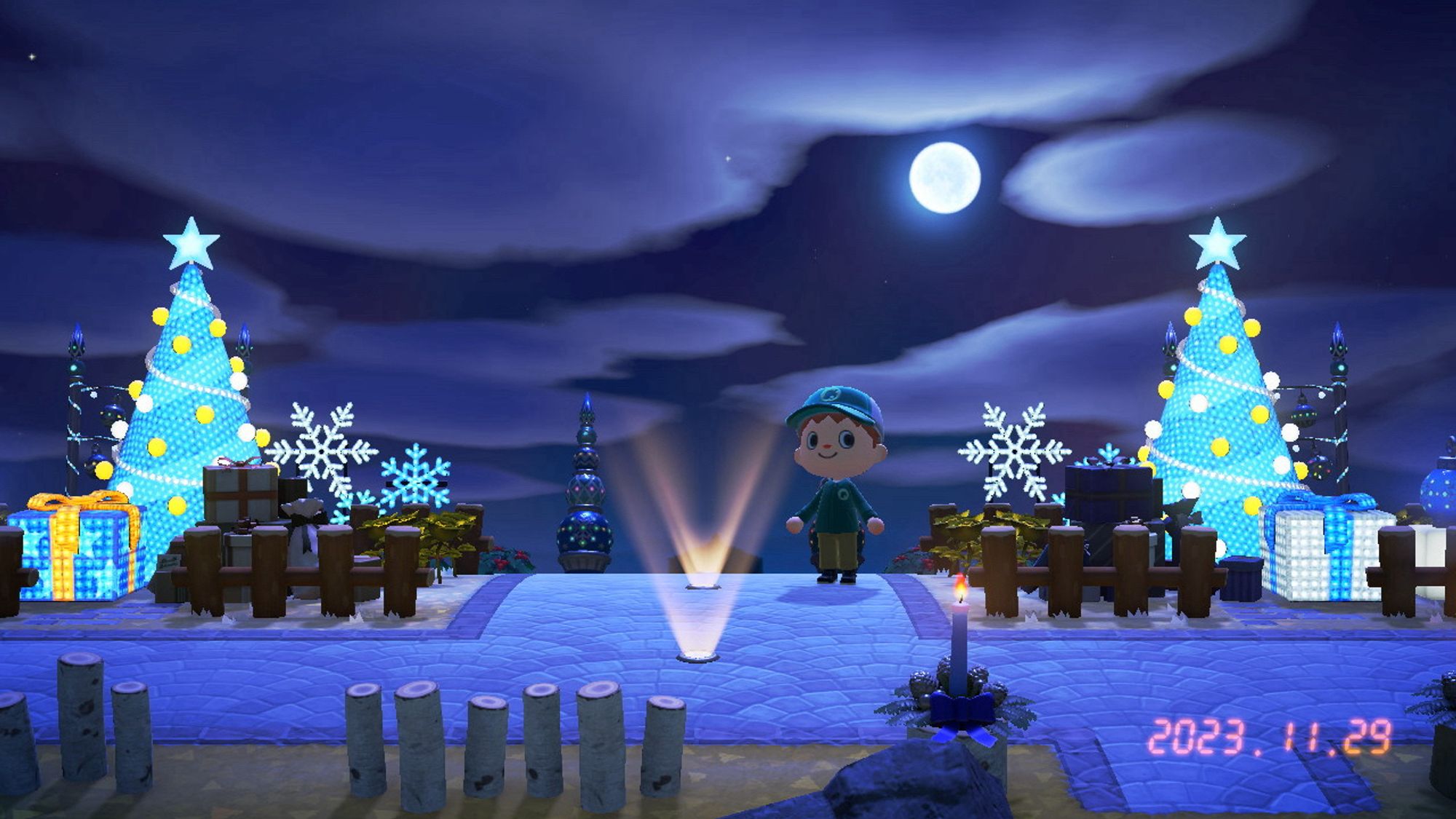 あつまれどうぶつの森でのクリスマスの準備の様子（animal crossing new horizon / setup Christmas decorations）