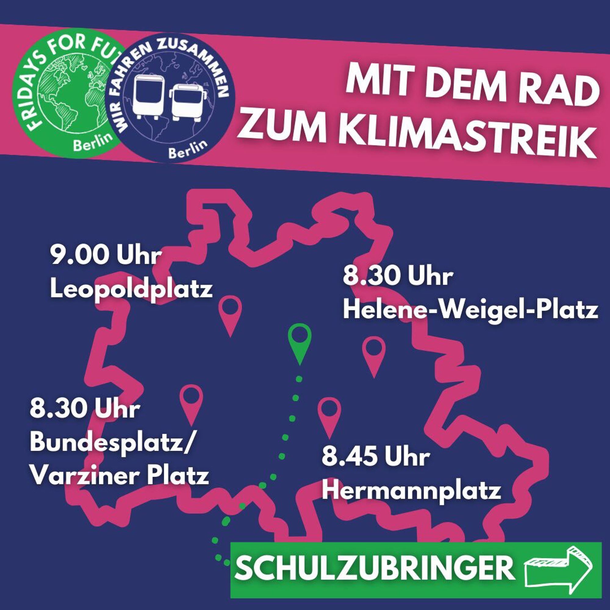 Grafik von #FridaysForFuture für Fahrrad-Zubringer zum #Klimastreik