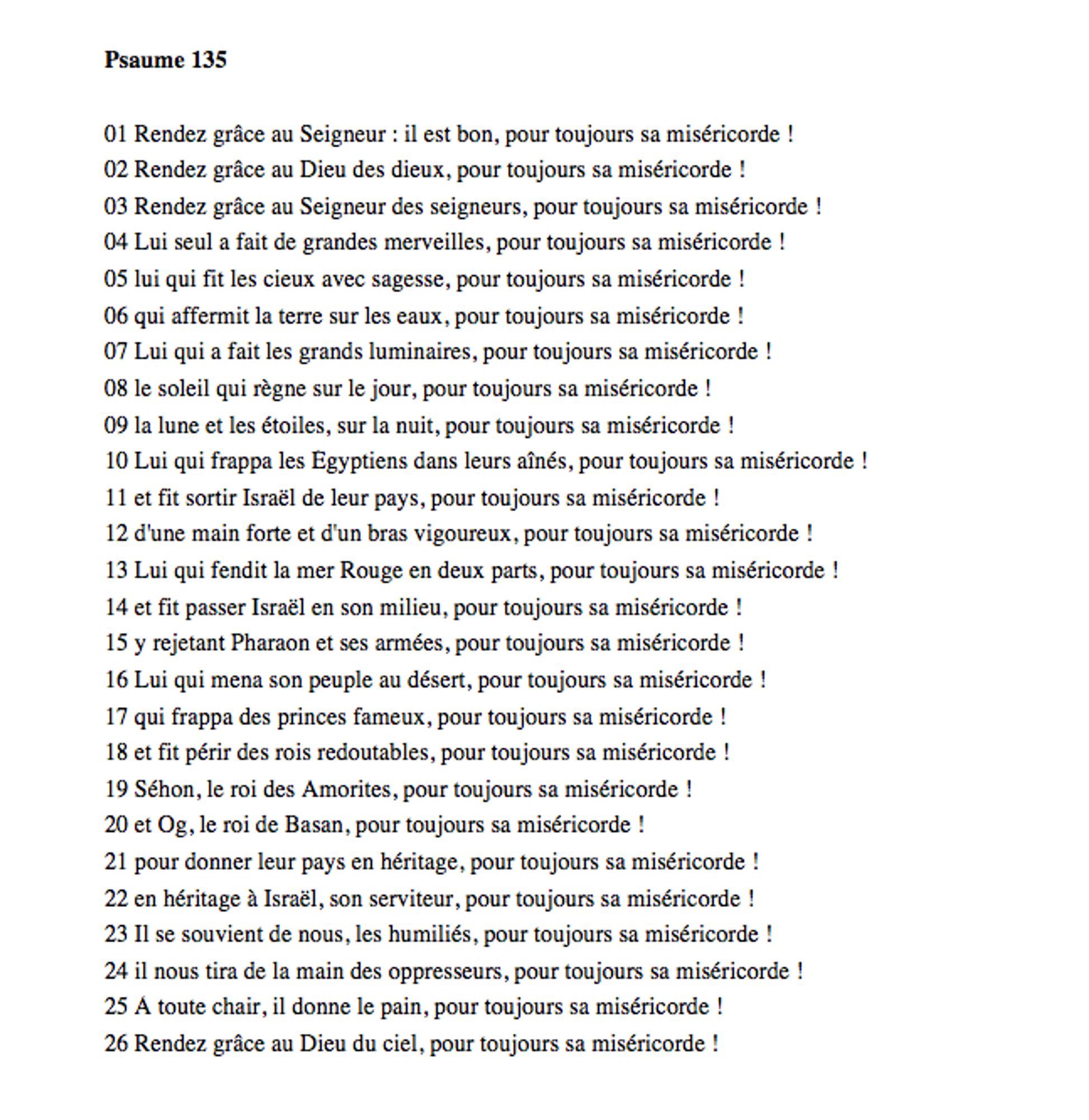 texte psaume 135