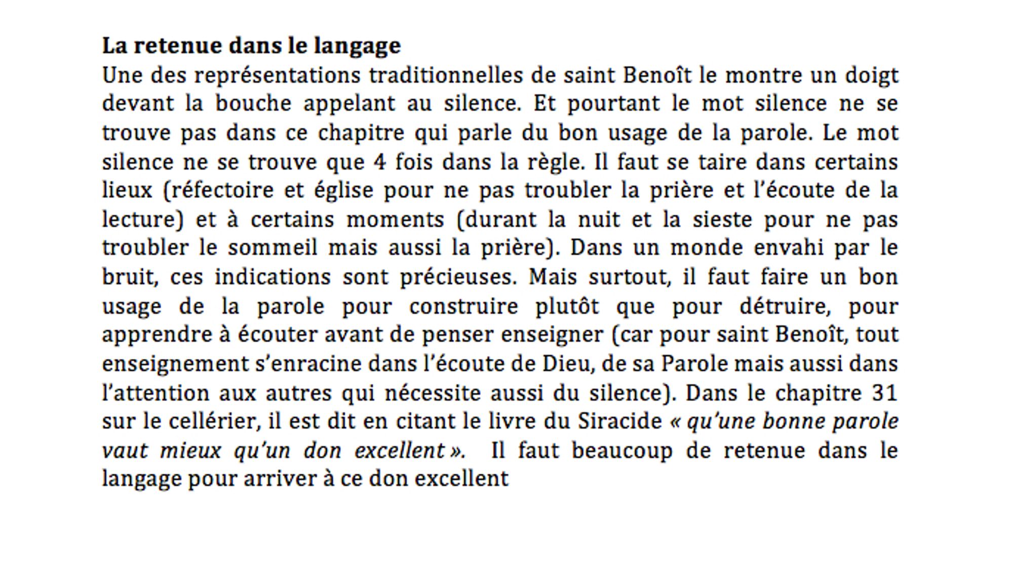 COMMENTAIRE RÈGLE DE SAINT BENOIT