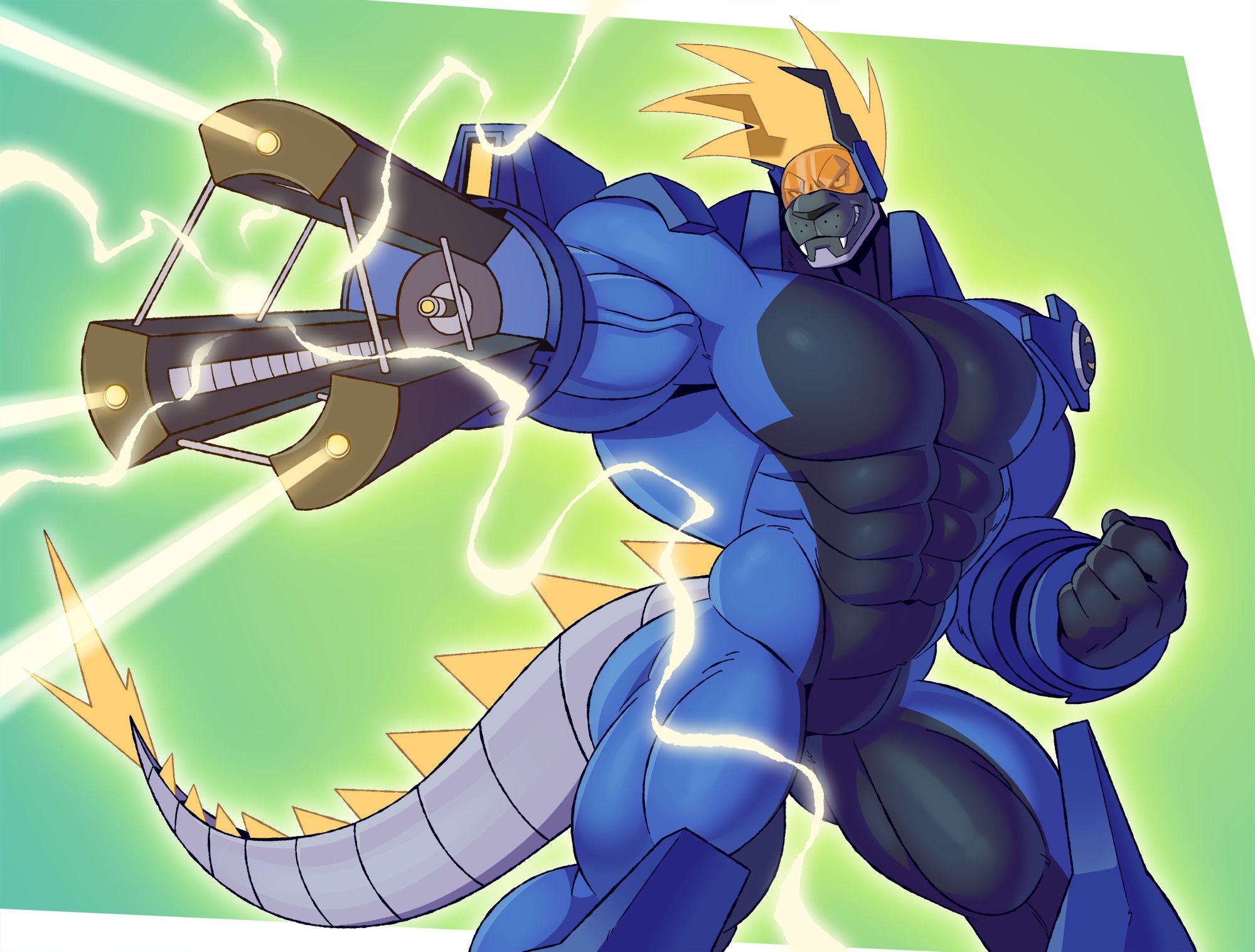 DD.exe charging up his arm cannon, pointing towards the camera and off to the side.

DDArtTag