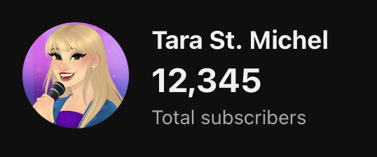 Screenshot of Tara St. Michel’s subscriber count at 12,345