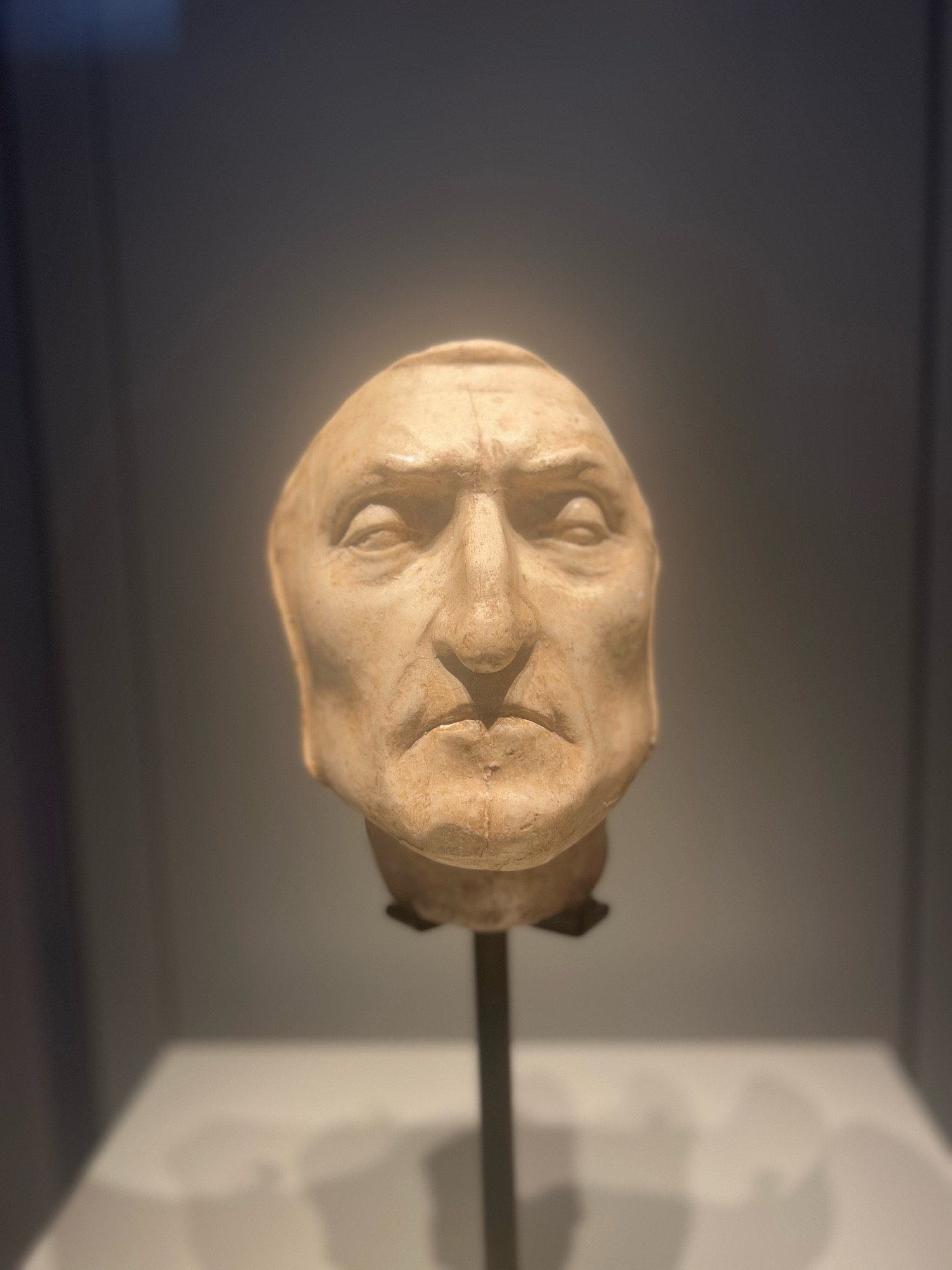 The death mask of Dante Alighieri at the Uffizi Galleries, Florence.

A photo by me, June 2025.