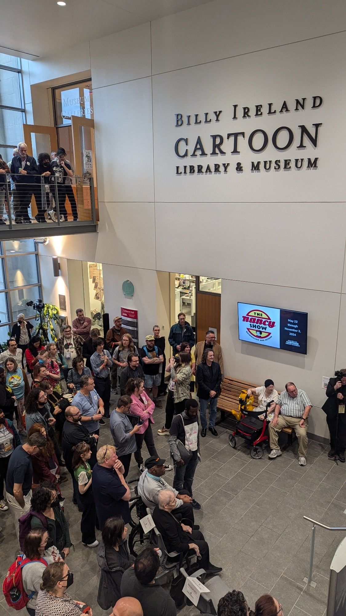 View of the Billy Ireland Cartoon Museum lobby at an awards reception last Friday.