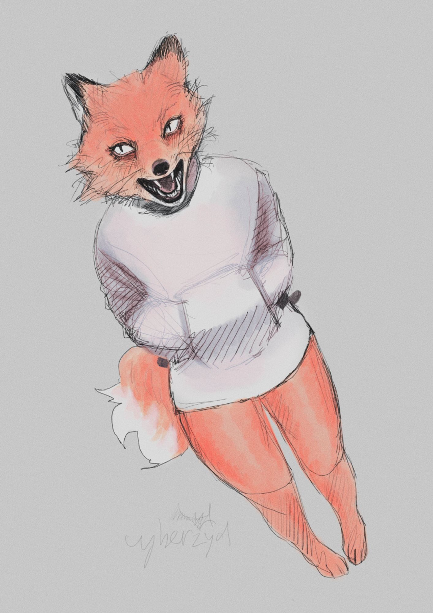 furry fox in straitjacket