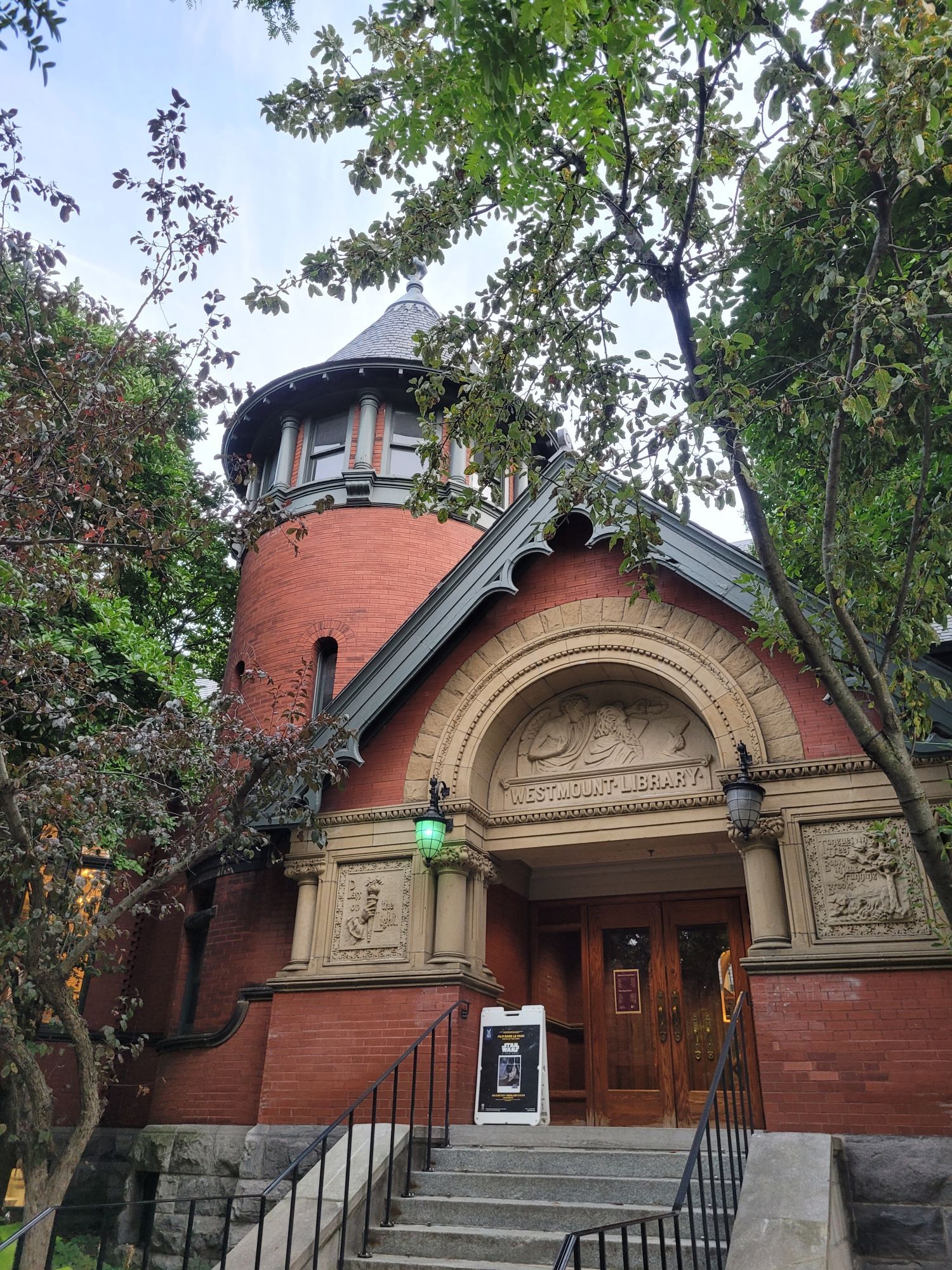 Park entrance to the Westmount Public Library, Westmount, Quebec