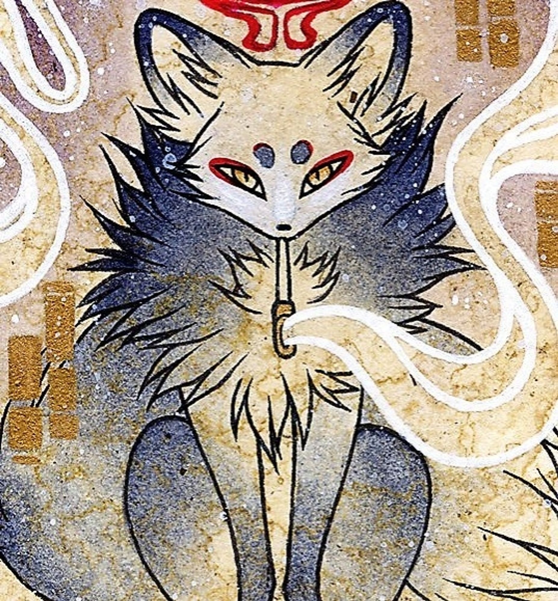 Illustration depicting a magical white fox.