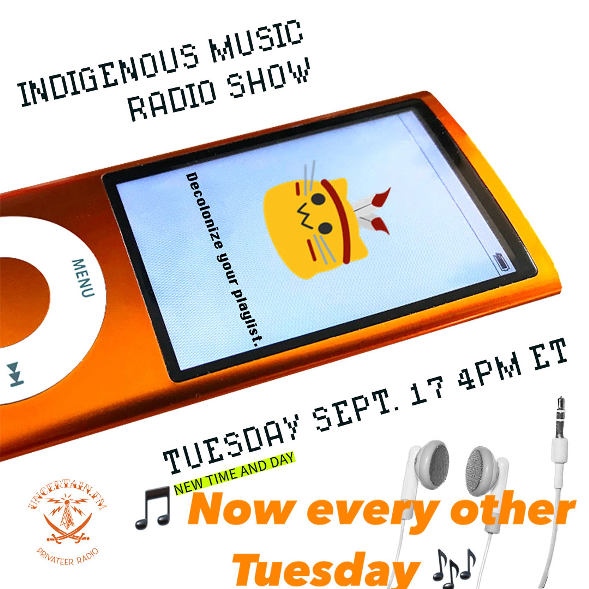 Promo graphic for my show Decolonize Your Playlist, 4pm ET every other Tuesday.