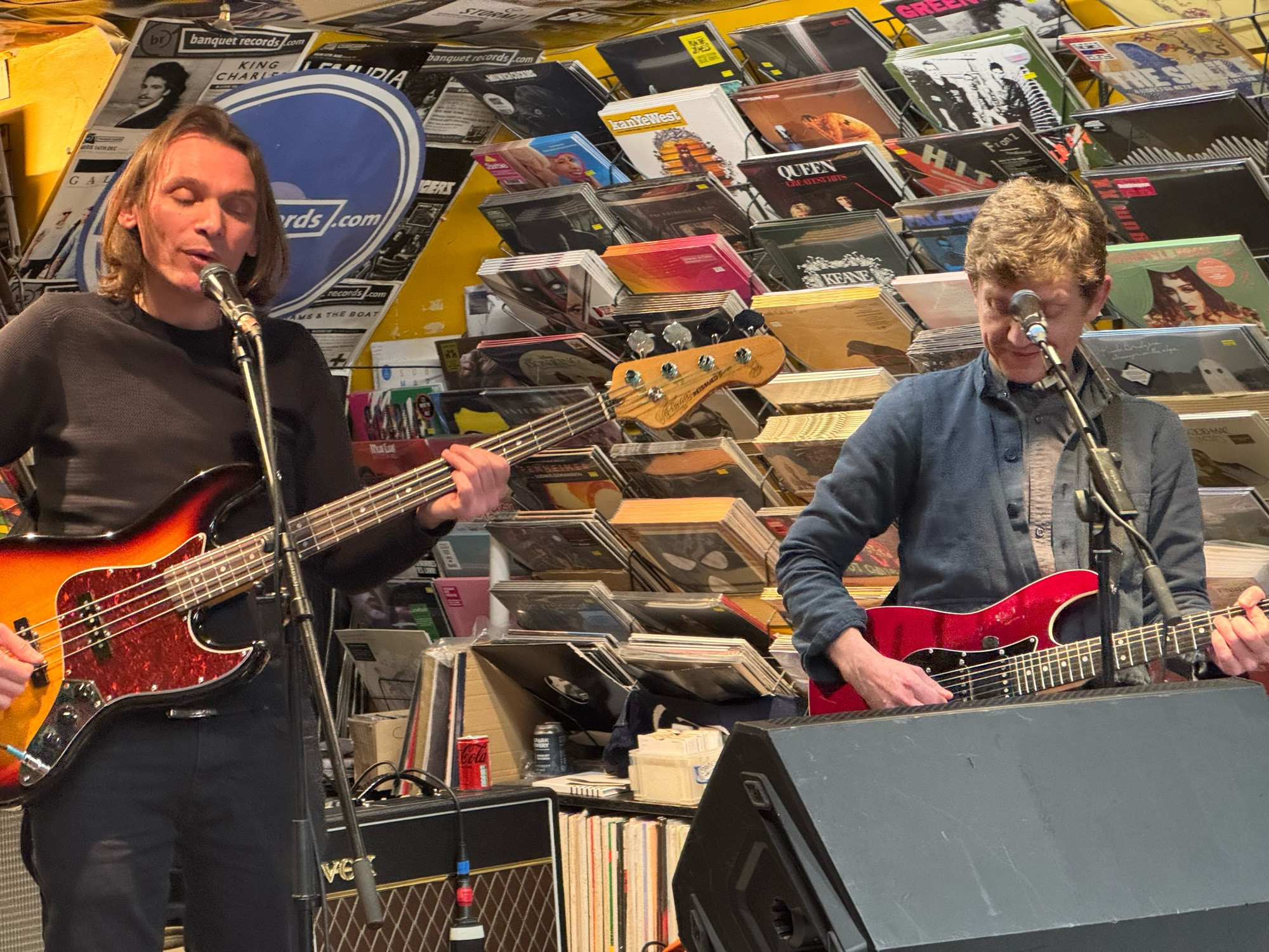 David & Peter Brewis playing a Field Music set in Banquet Records, Kingston upon Thames