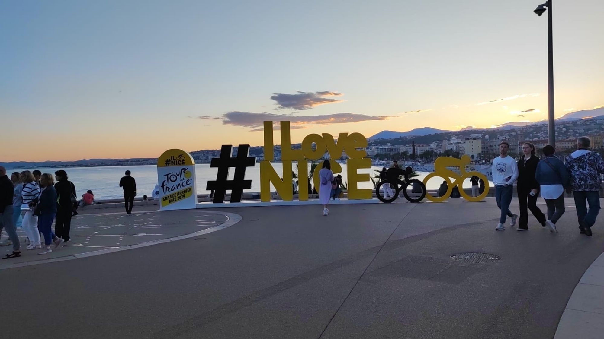 #ILoveNice sign on the bay of Nice