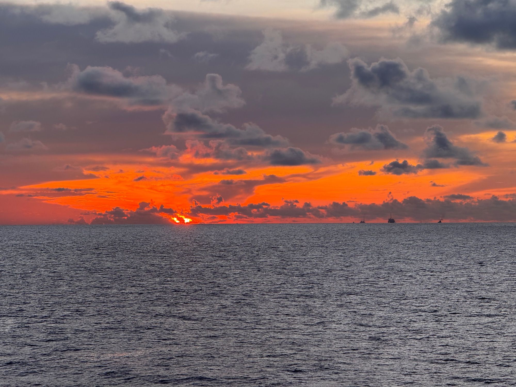 A nice sunset in the North Atlantic Ocean. 100 miles offshore from Suriname