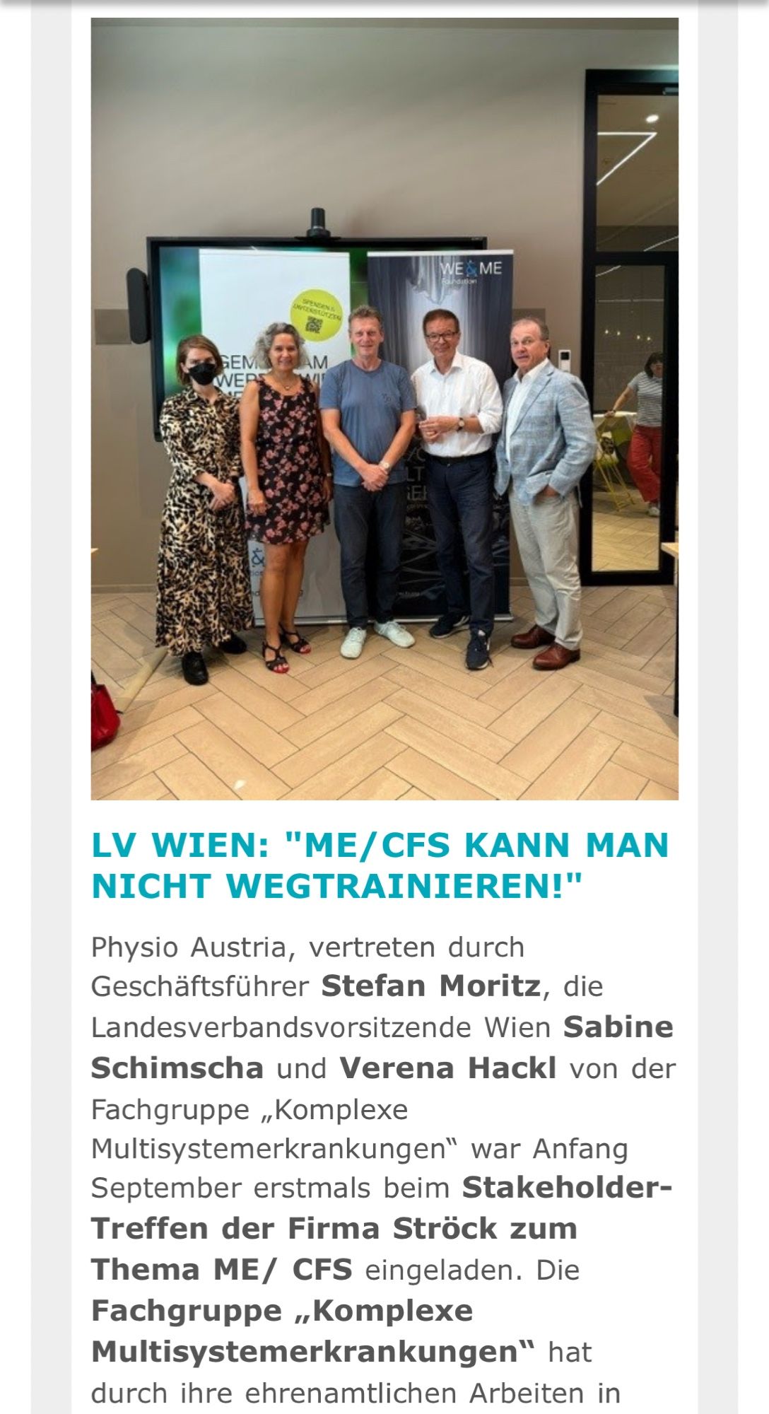 Screenshot aus dem Newsletter mit Foto von Hackl, Schimsa, Moritz, Anschober & Ströck (v.l.n.r.)