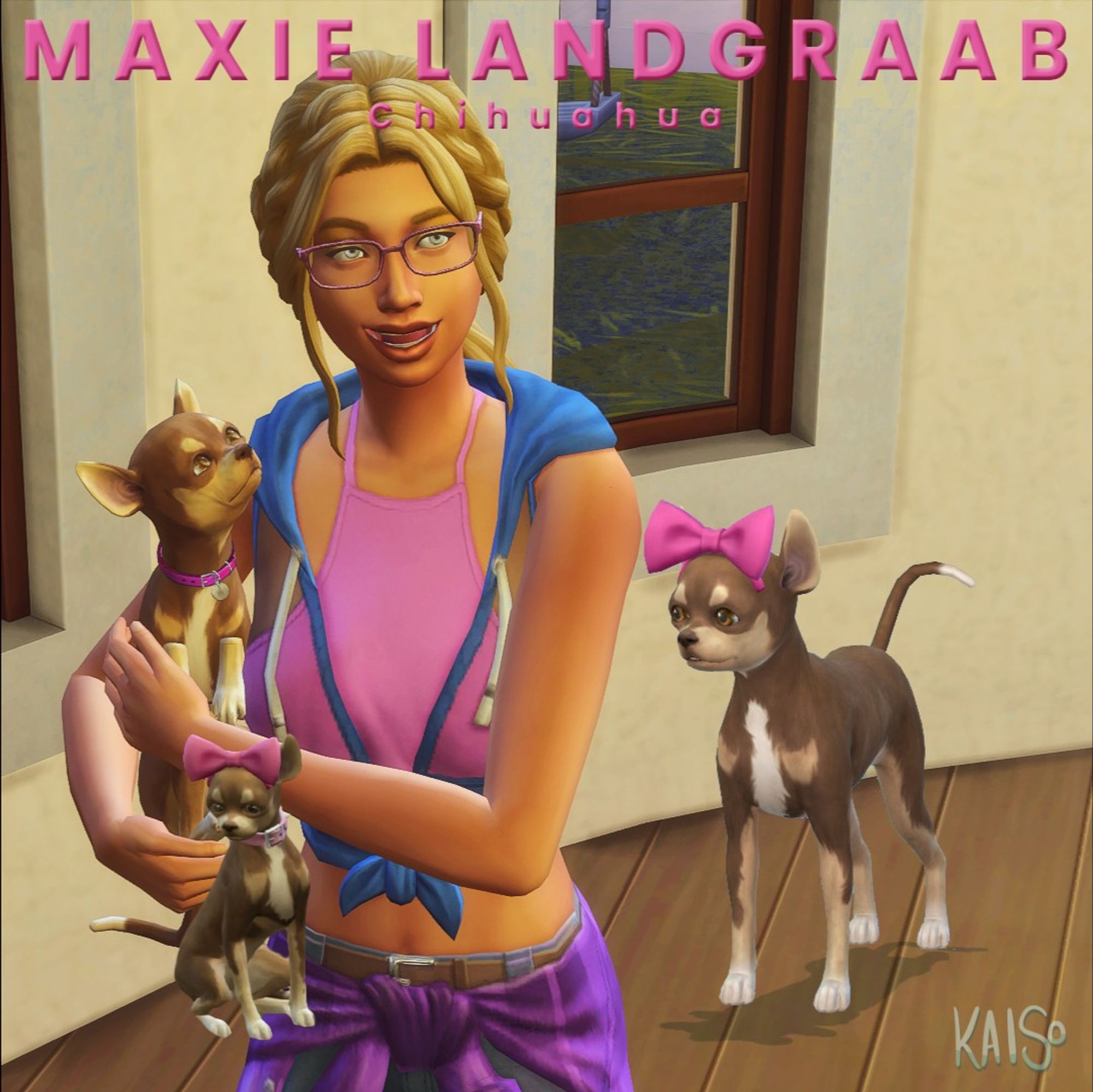 Alena Landgraab ages up into a teenager and gets her first (shared family) dog, Maxie Landgraab, a chihuahua that the family (mostly Nancy) can't help but dress in pink.