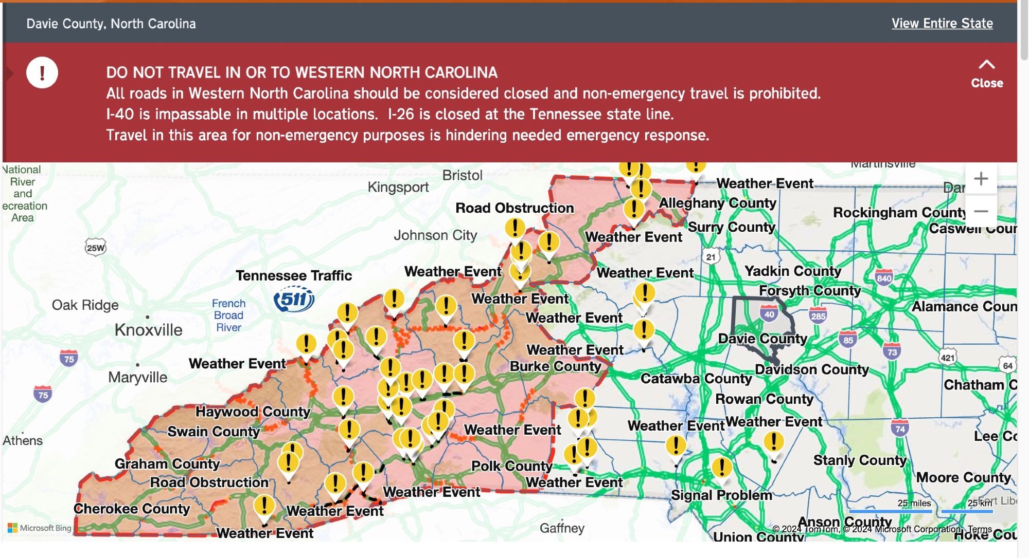 Normally Asheville is about two hours by Interstate 40 from our home in Davie County. However the Interstate 40 is closed west of Statesville.