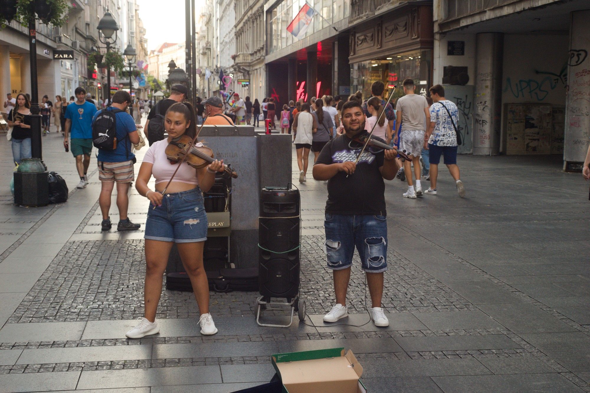 Street performance in one of the Belgrade central streets