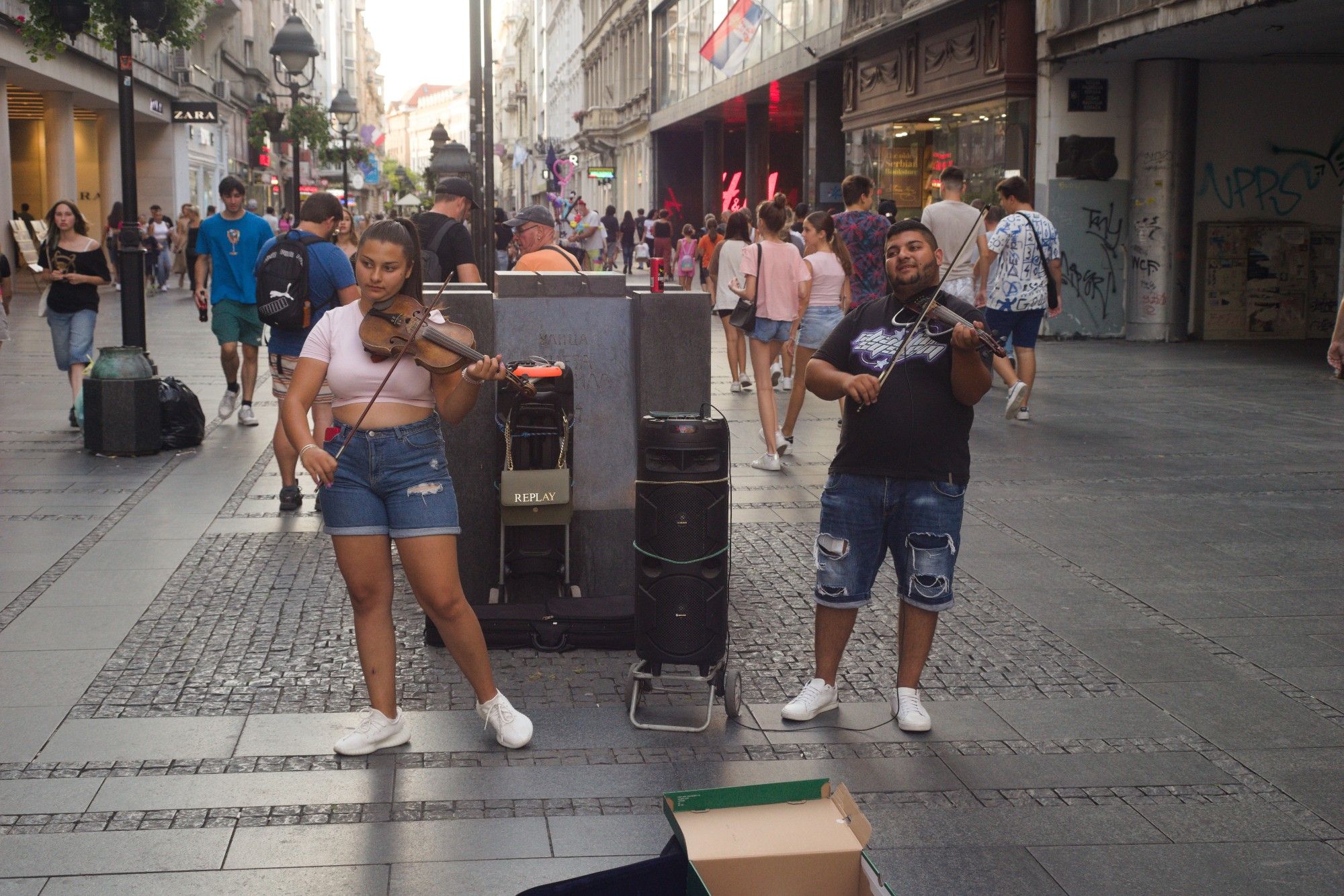 Street performance in one of the Belgrade central streets