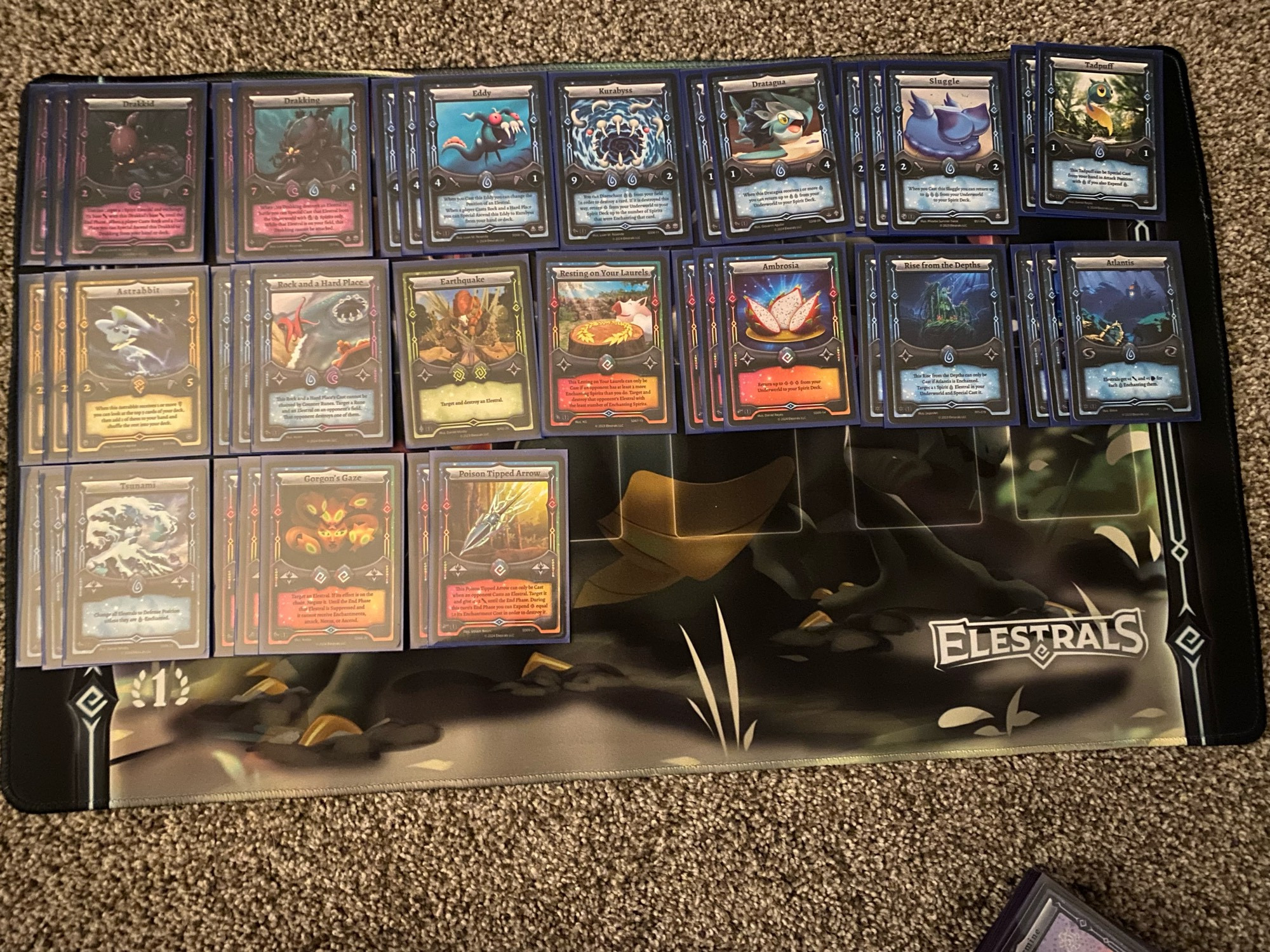 Drakking main deck

3 Drakkid
2 Drakking
3 Eddy
1 Kurabyss
2 Dratagua
3 Sluggle
2 Tadpuff
3 Astrabbit
3 Rock and a Hard Place
1 Earthquake
1 Resting on your Laurels
3 Ambrosia
3 Atlantis
2 Rise from the Depths
3 Tsunami
3 Gorgon’s Gaze
2 Poison Tipped Arrow