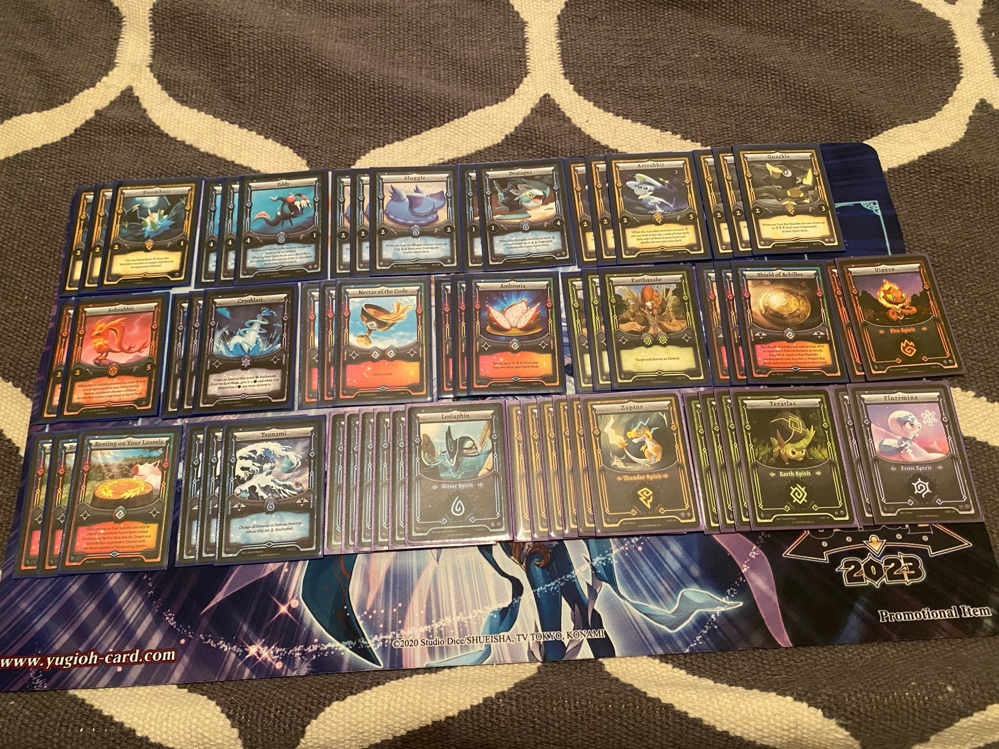 Heal deck for Elestrals
3 Boombat
3 Eddy
3 Sluggle
2 Dratagua
3 Astrabbit
3 Quackle
2 Ashrabbit
3 Cryoblast
3 Nectar of the Gods
3 Ambrosia
3 Earthquake
3 Shield of Achilles
3 Resting on your Laurels
3 Tsunami

6 Leviaphin
6 Zaptor
4 Teratlus
2 Flurrmine
2 Vipyro