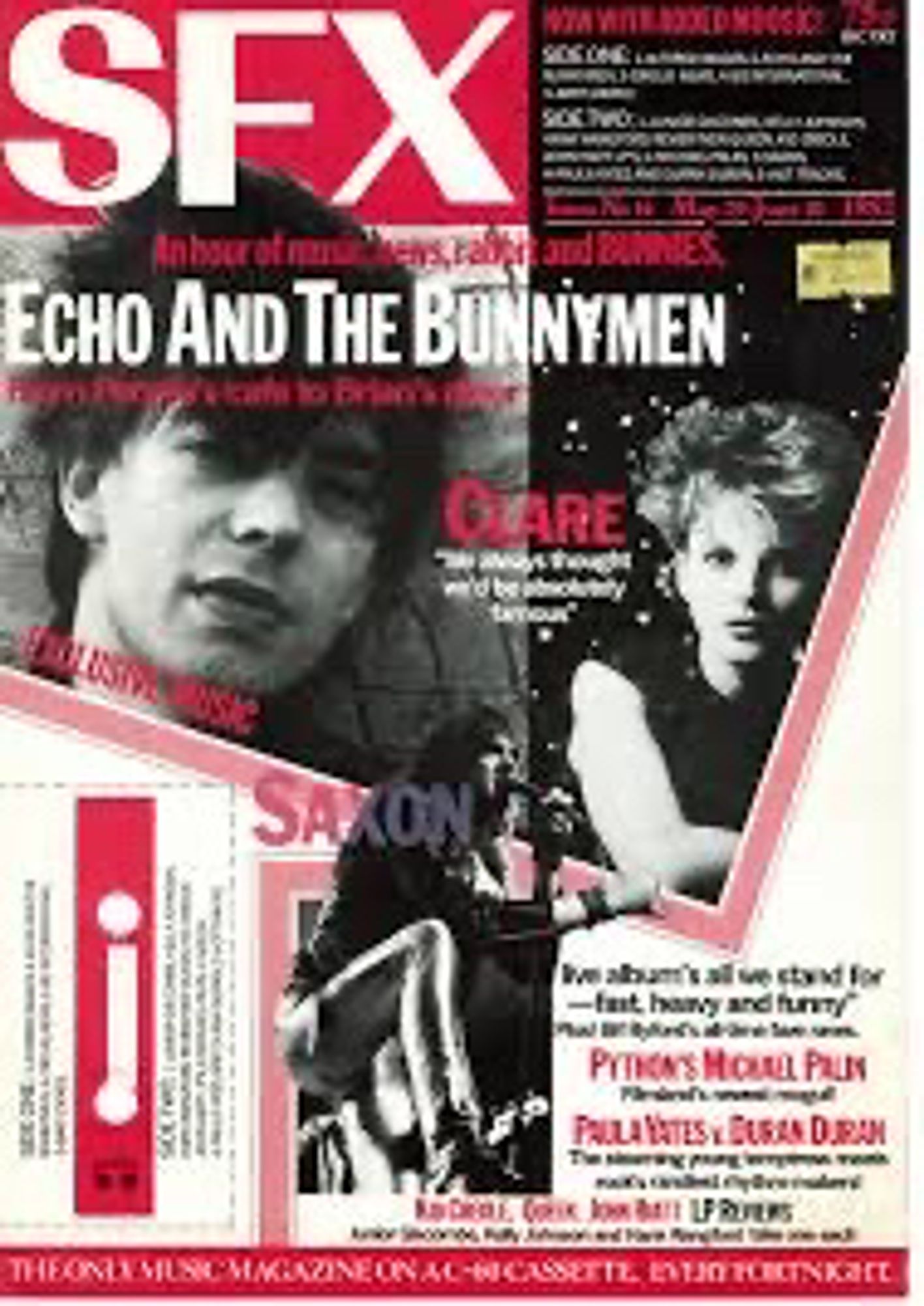 SFX musique magazine le seul titre de presse magazine disponible sur cassette Audio. Écho and the Bunnymen