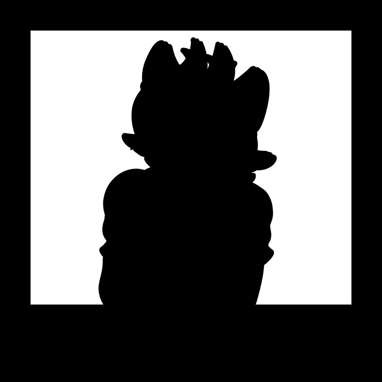 Silhouette of a vtuber with a border around the outside of the image.