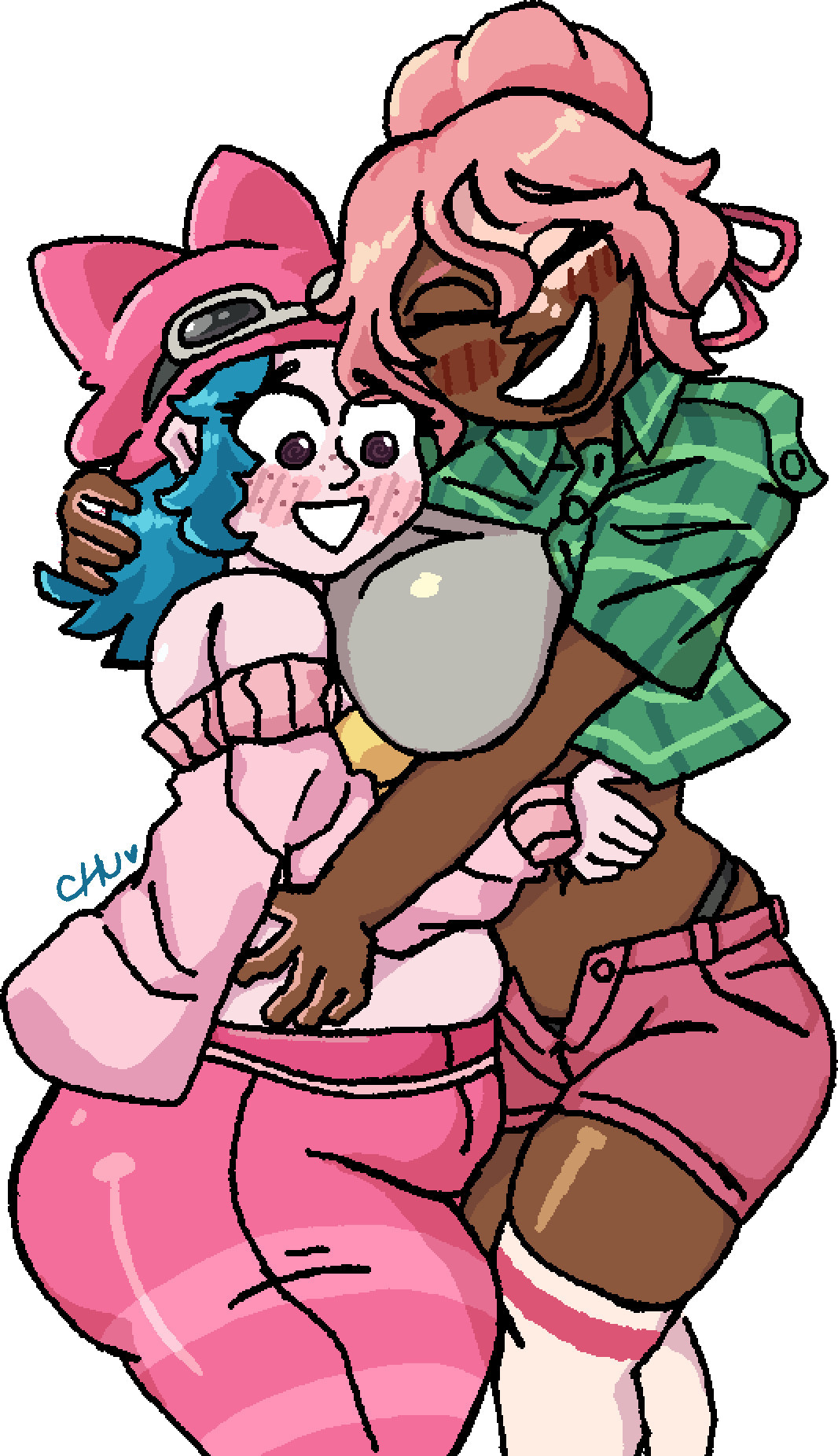 Marnie and Charlie hugging it out. OCs belong to @sketchytodd.bsky.social!