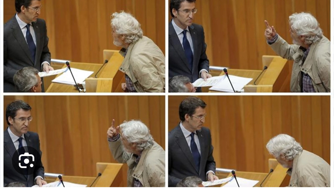 Xosé Manuel Beiras, portavoz de Alternativa Galega de Esquerda, increpó a Alberto Núñez Feijóo durante una de sus intervenciones en el Parlamento gallego e incluso golpeó el escaño, sin una cucharilla.