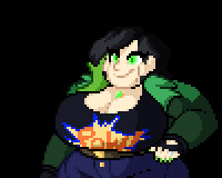 A sprite of my sona. Occasionally, she is blinking.